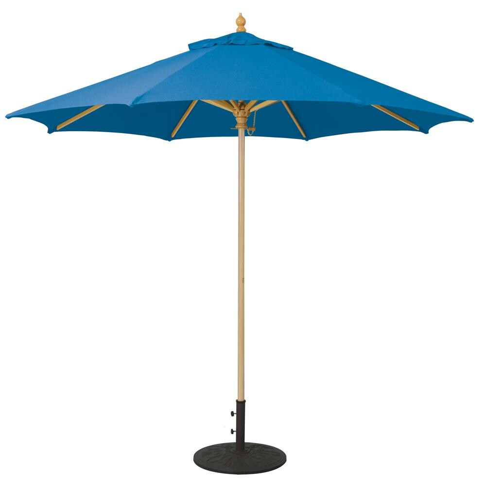 Galtech 9 Ft. Octagonal Wood Patio Umbrella W/ Manual Lift - Light Wood Frame W/ Pacific Blue Sunbrella Fabric thumbnail