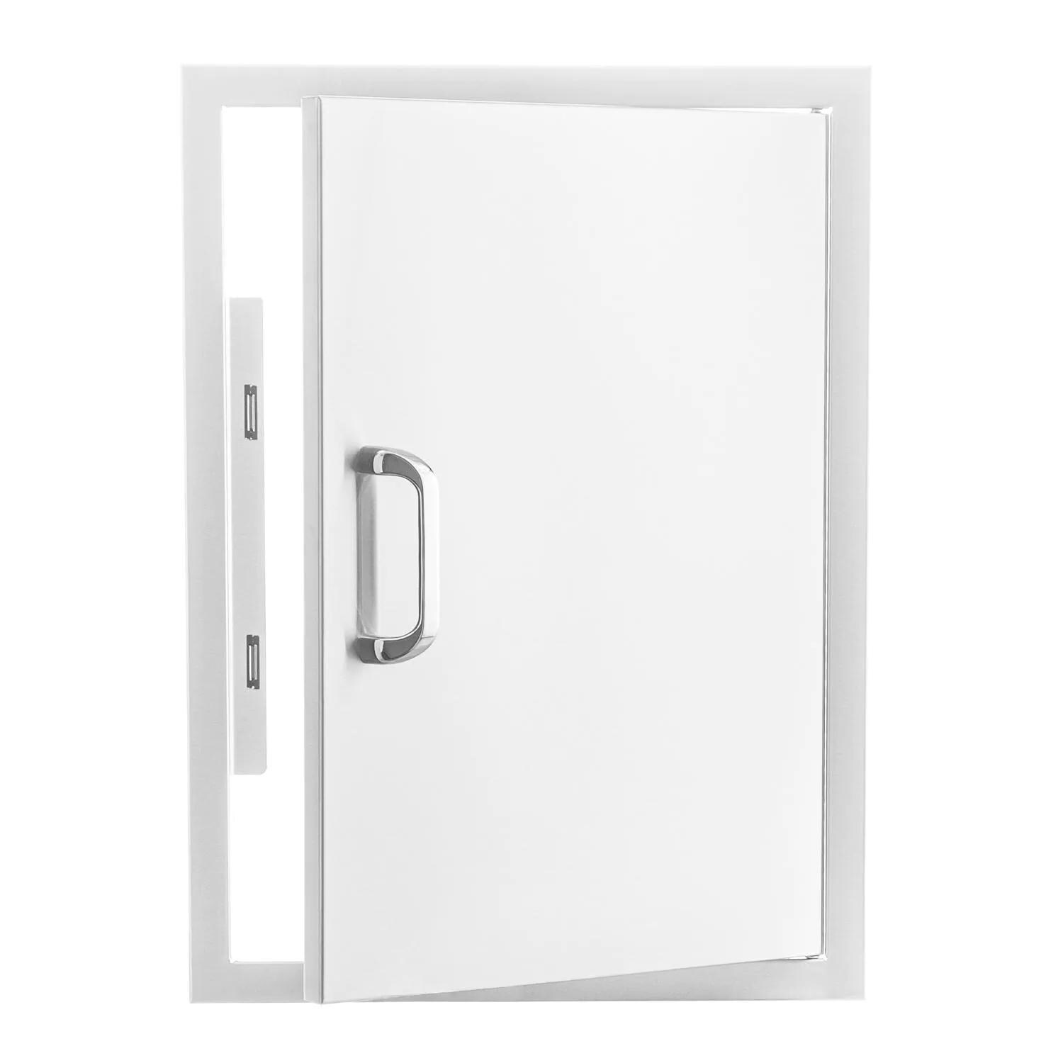 BBQGuys Signature 21-Inch Stainless Steel Reversible Single Access Door - Vertical - Door Open - White Background thumbnail