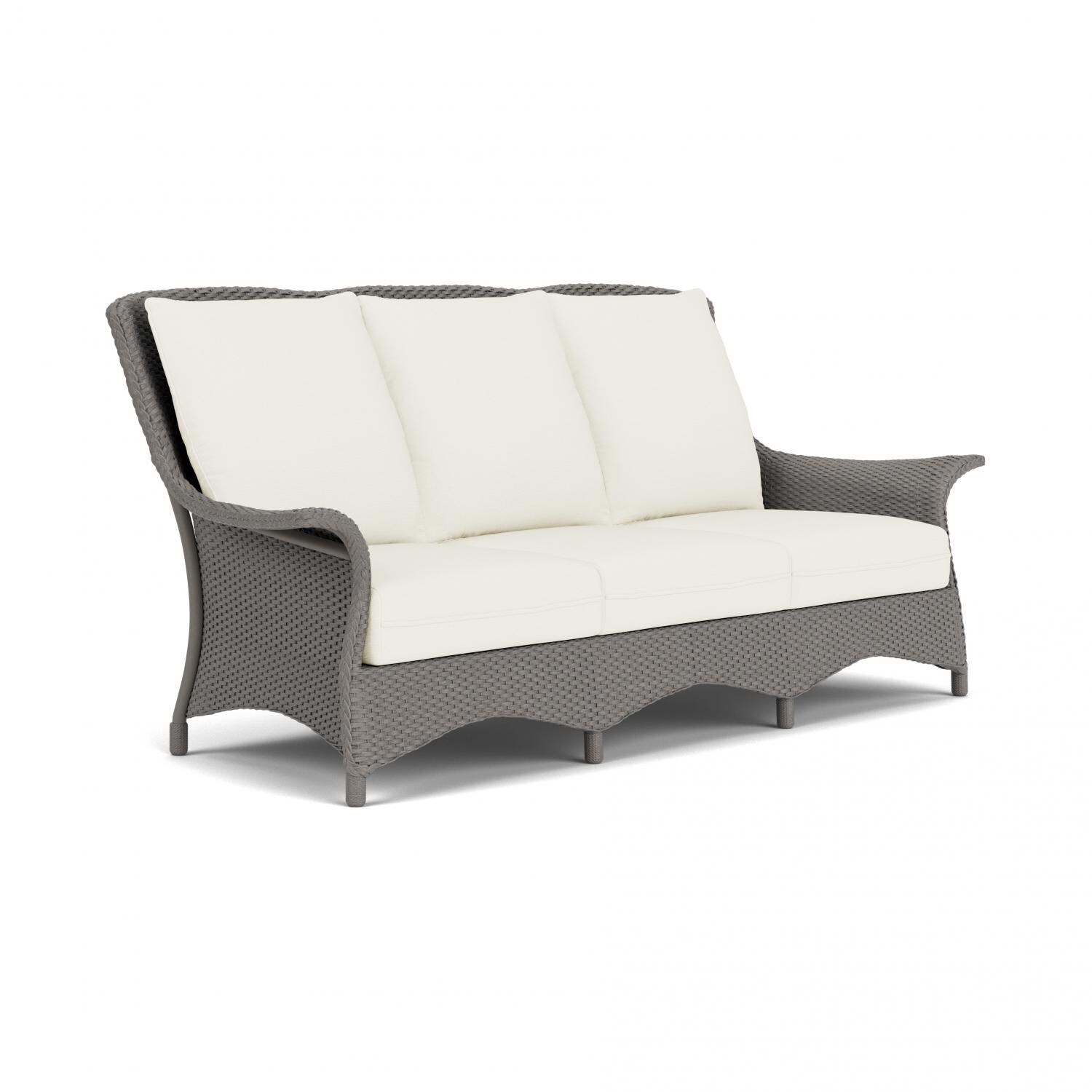 Lloyd Flanders Mandalay Sofa in Pewter Finish with Sailcloth Salt fabric - Angled thumbnail
