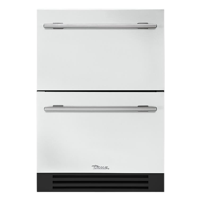 True TUF-24D-OP-C~DSK-030-H04 24 Inch 5.6 Cu. Ft. Outdoor Freezer Drawer in Matte White w/ Stainless Steel Handles - White Background thumbnail