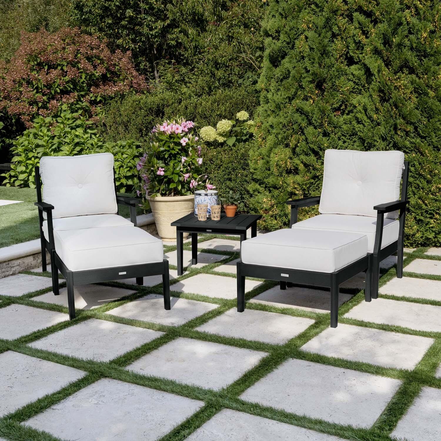 Blushing Bay 5 Pc Recycled Plastic Seating Set in Bliss Linen/Black by Lakeview Outdoor Designs - Lifestyle thumbnail