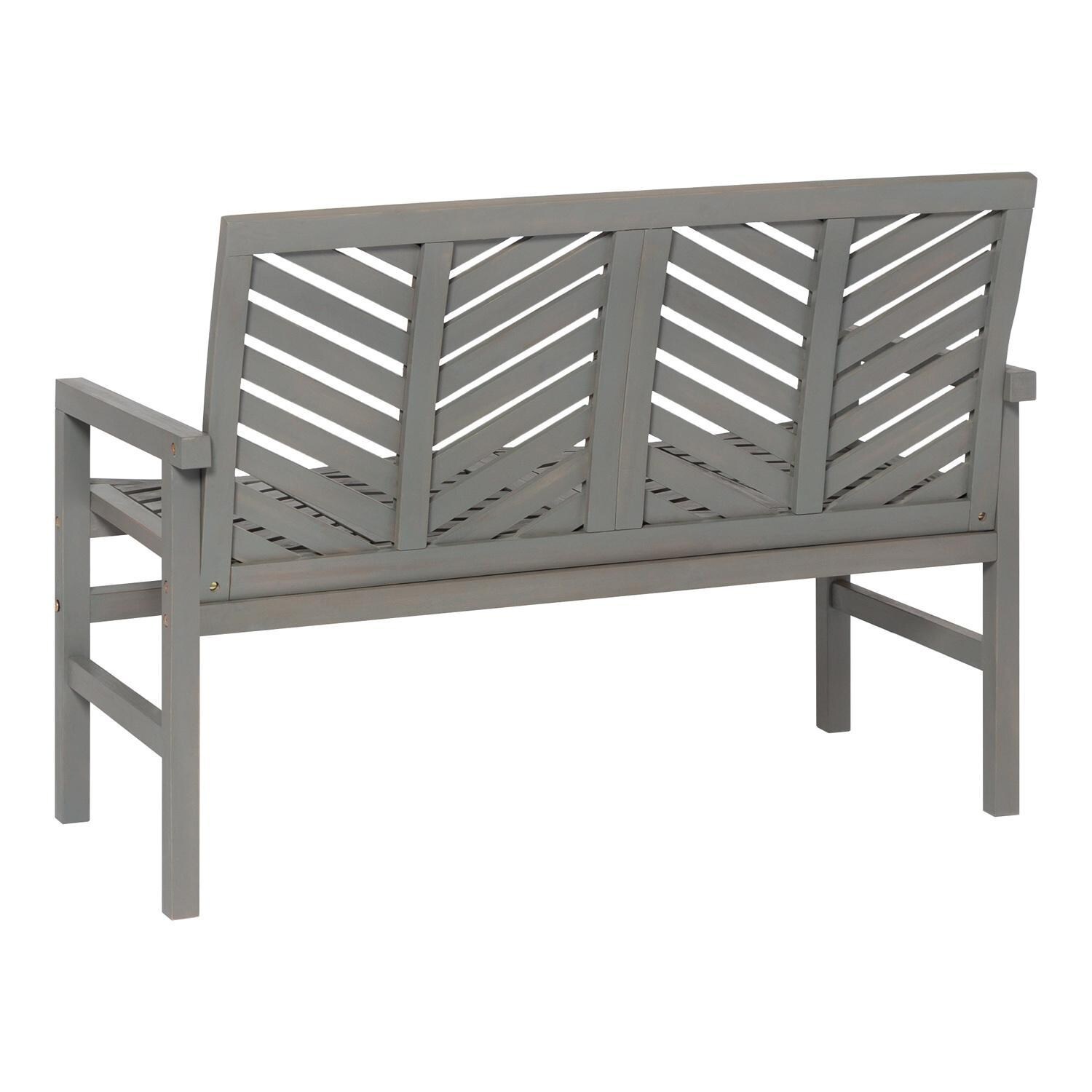 Ultimate Patio Wishlake Acacia Patio Loveseat - Gray Wash - Rear View thumbnail