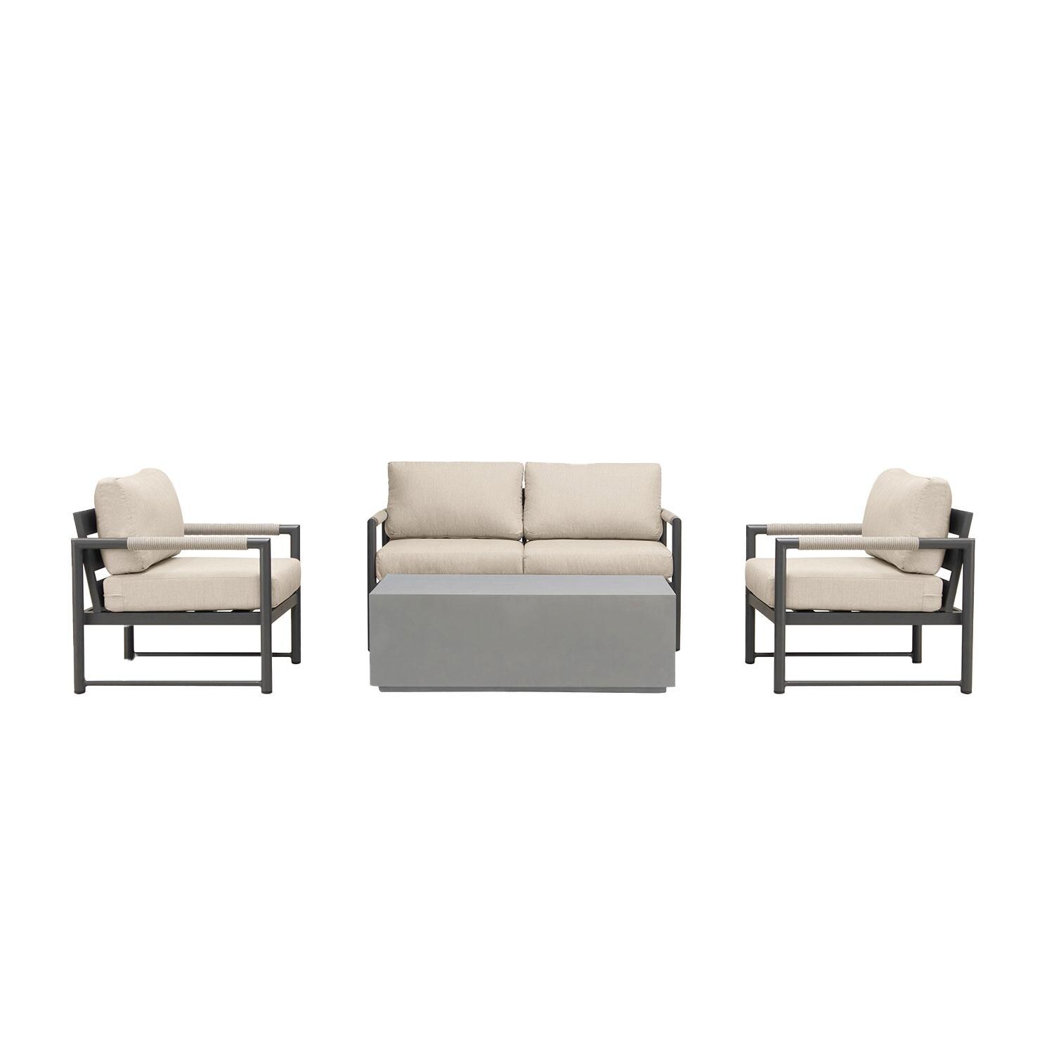Lakeview AVEBAY-BK-CO-SET111-CF Avenue Bay Black/Carbon 5 Pc Loveseat Set - Canvas Flax - Display - White Background thumbnail