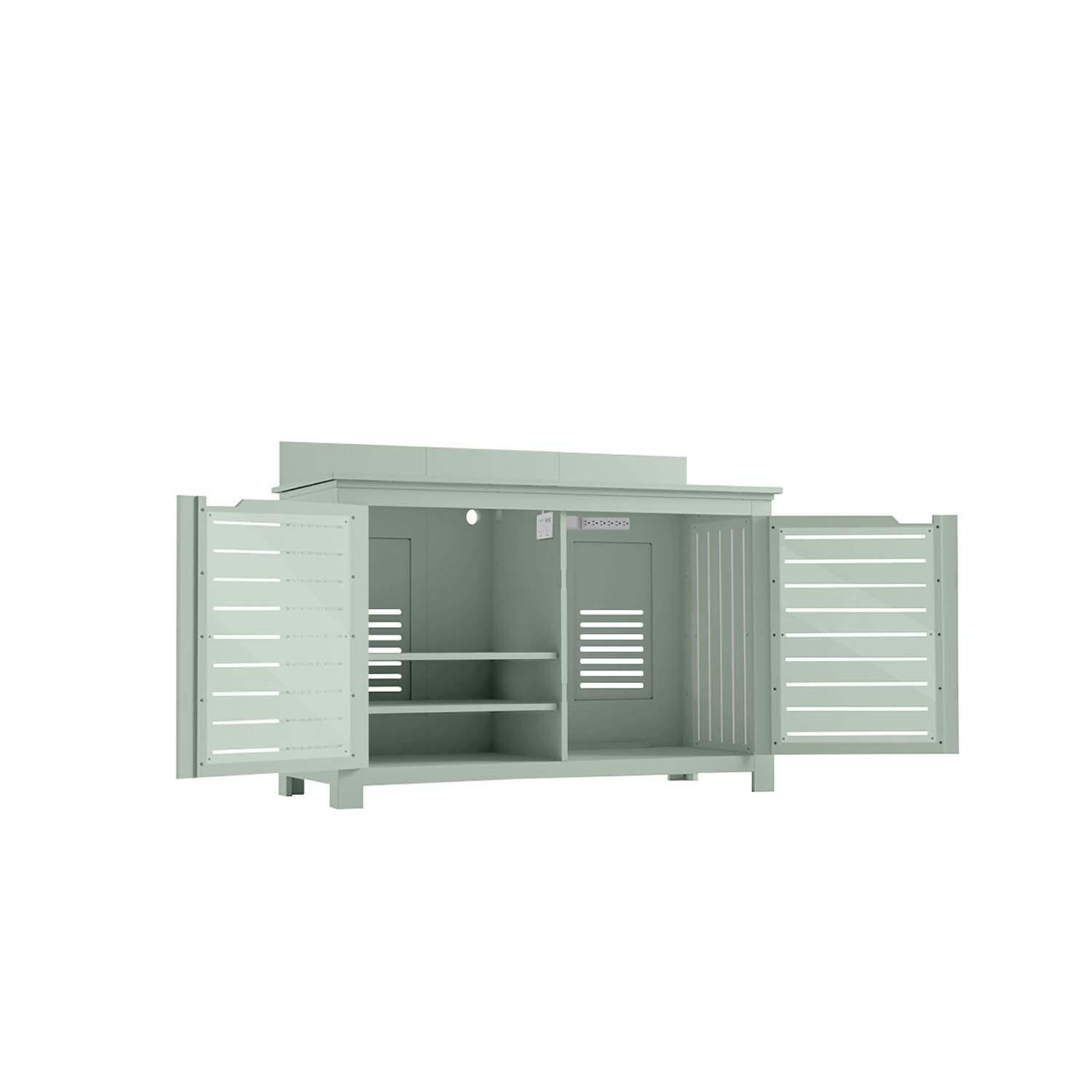 Ledge Lounger Mainstay Rectangle Bar Credenza  - Sage Green - White Background thumbnail