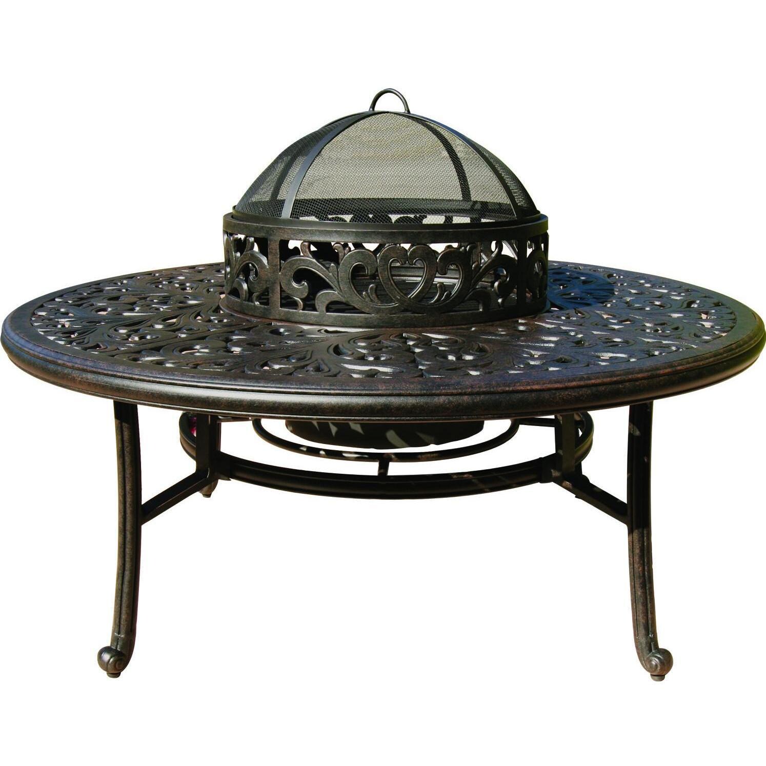Darlee Series 80 Cast Aluminum Coffee Table W/ Ice Bucket and Firepit Insert thumbnail