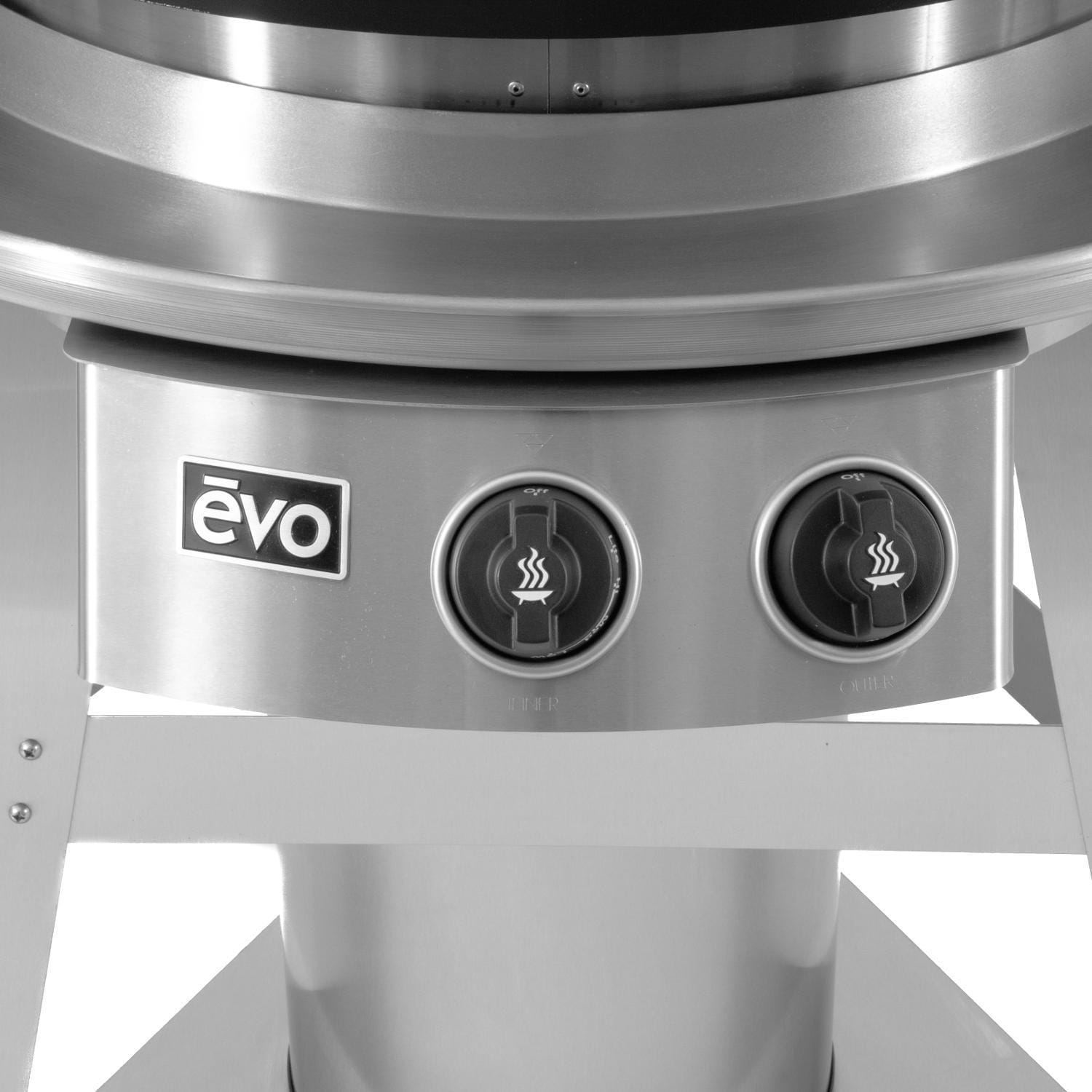 EVO 10-0002-LP-C Professional Wheeled Cart Flattop Propane Gas Grill w/ Non-Stick Ceramic Clad Coating - Control Panel - Detail thumbnail
