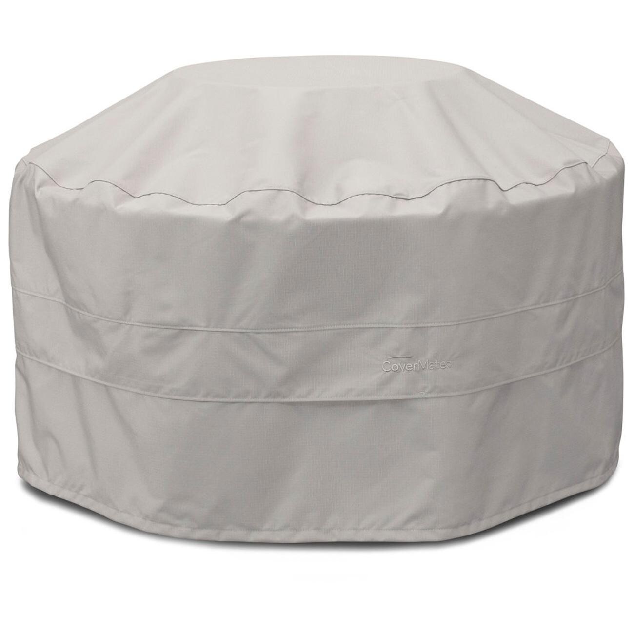 POLYWOOD 48-Inch Round Propane Fire Pit Table - White - Included Fire Pit Cover