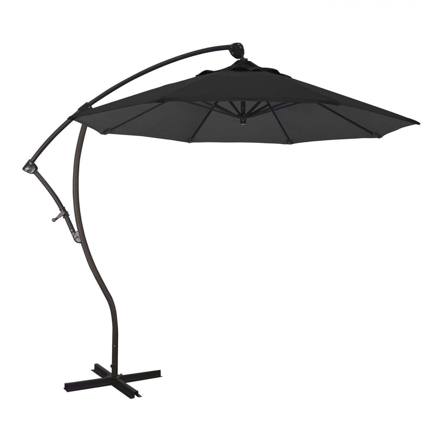 California Umbrella 9 Ft Octagonal Aluminum 2-Way Tilt Cantilever Patio Umbrella W/ Crank Lift & Aluminum Ribs - Bronze Frame / Sunbrella Canvas Black Canopy thumbnail