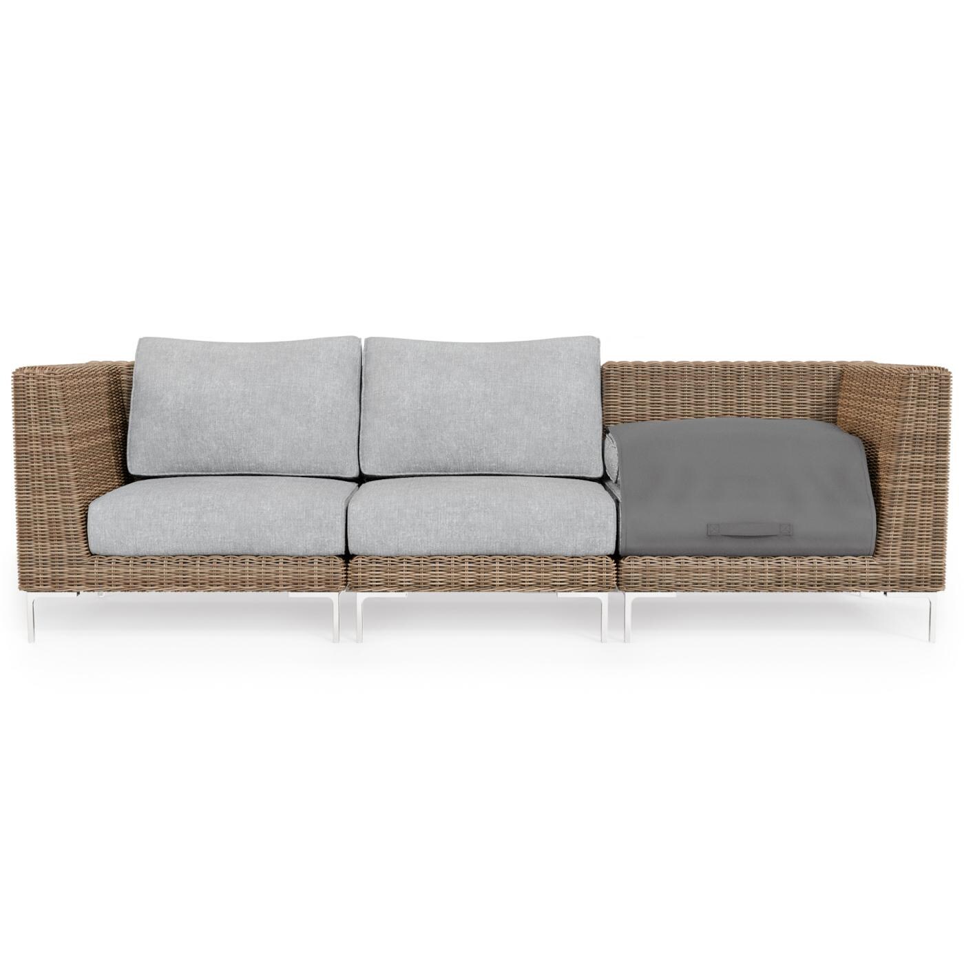 Outer Brown Wicker Outdoor Sofa - 3 Seat W/ OuterShell Cover - Pacific Fog Gray image