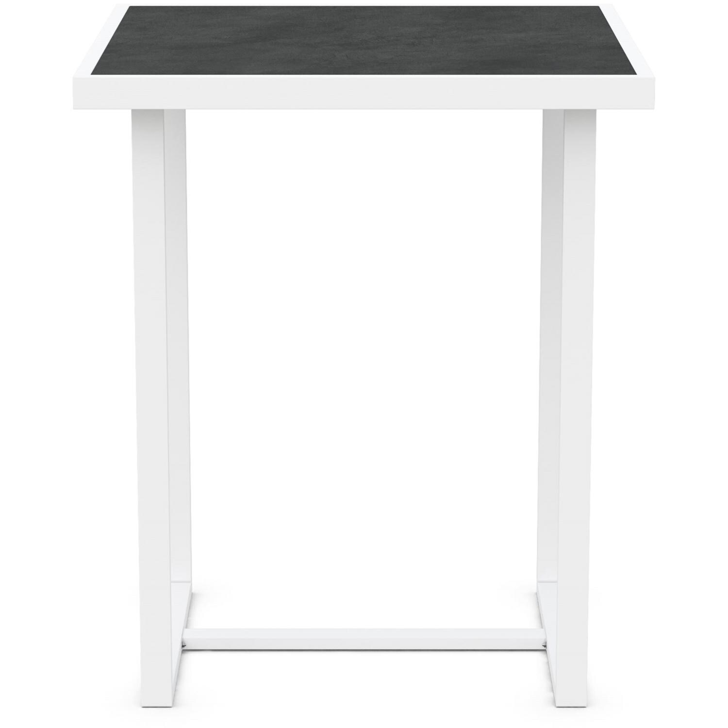 Azzurro Living Pavia 35 Inch White Aluminum Bar Table W/ Micron Dekton Top - Front - White Background thumbnail