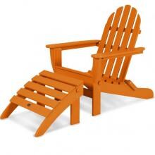 Classic 2 Piece Recycled Plastic Wood Patio Folding Adirondack Seating Set By POLYWOOD - Tangerine image