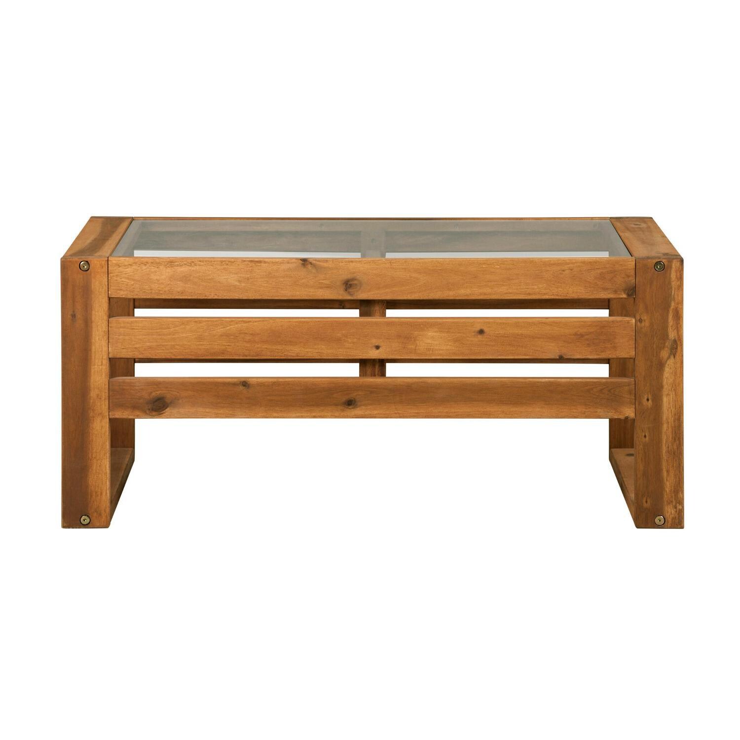 Ultimate Patio Window Bay 36 X 20 Inch Rectangular Acacia Patio Coffee Table - Front View thumbnail