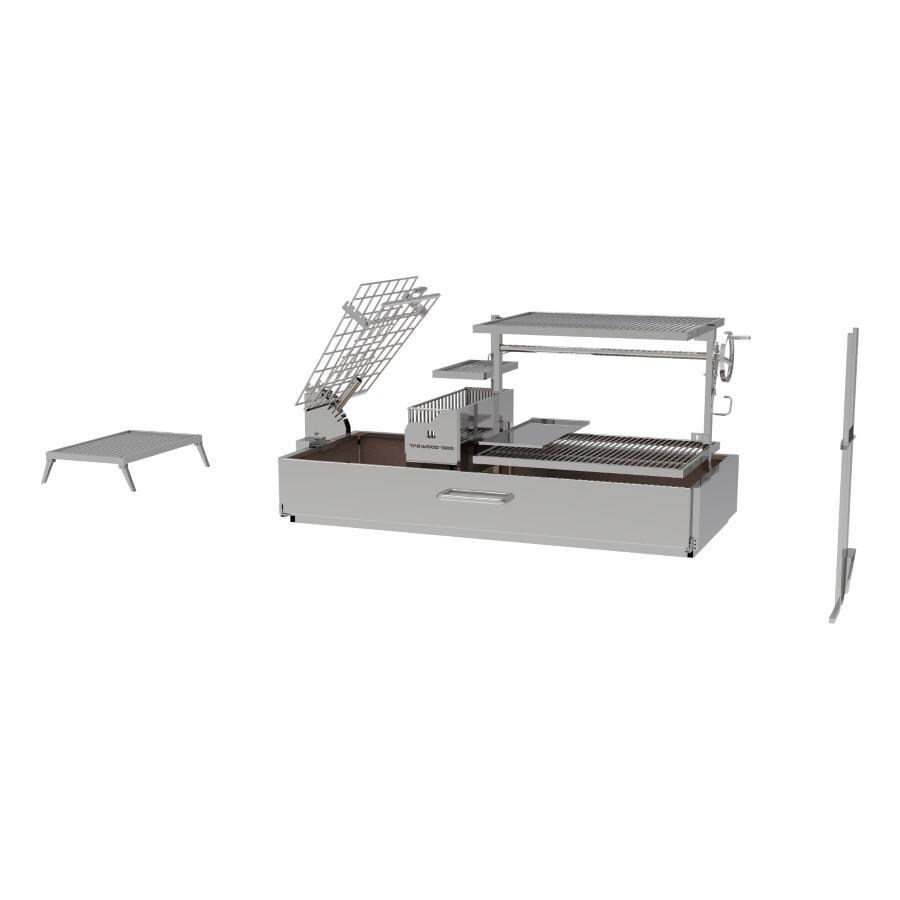 Tagwood BBQ BBQ28SS Argentine Santa Maria Wood Fire & Charcoal Grill - Right Angled View - White Background thumbnail