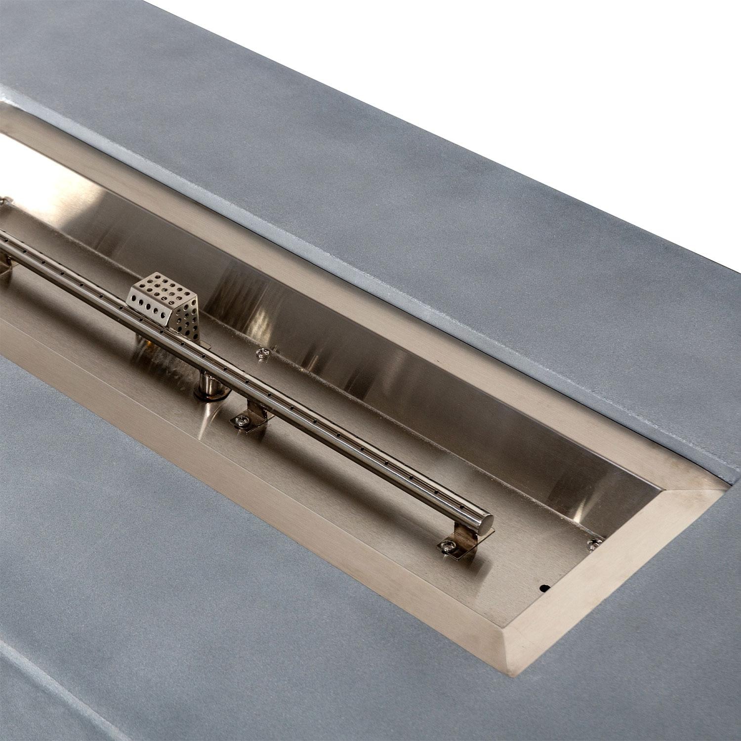 Glenwood 55-in Rectangular Concrete Propane Fire Pit in Natural Gray by Lakeview Outdoor Designs - Burner - Detail thumbnail