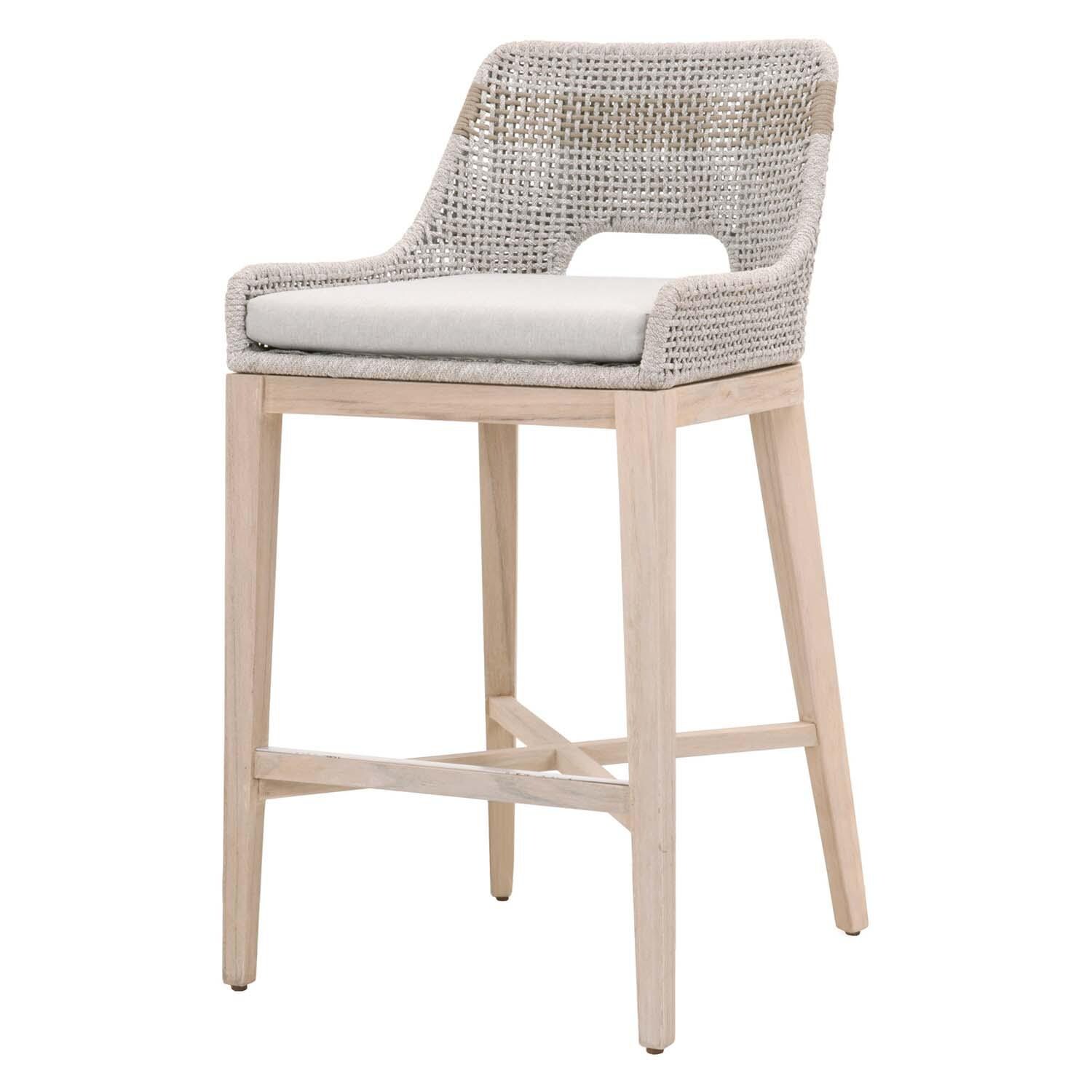 Cocoa Way Woven Rope Barstool in Taupe & White By Lakeview thumbnail