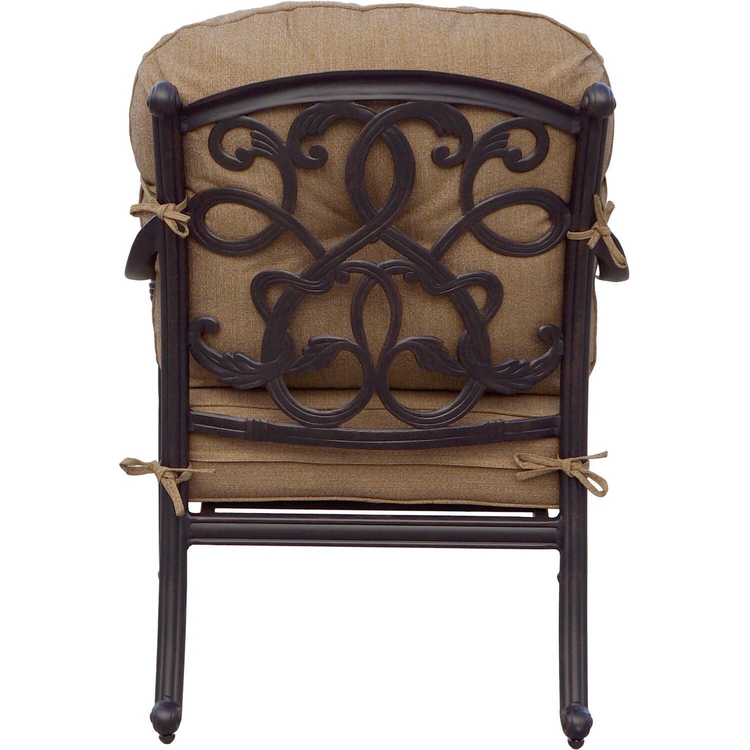 Darlee Santa Monica 4-Piece Patio Propane Fire Pit Sofa Conversation Set with Cushions and 47 Inch Round Fire Pit Chat Table and Fireglass - Chair Back - White Background thumbnail