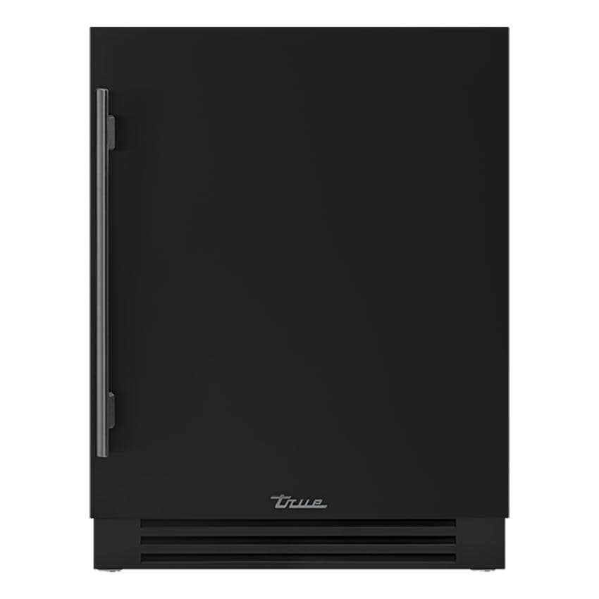 True ADA Height 24 Inch 5 Cu. Ft. Right Hinge Outdoor Refrigerator - Matte Black w/ Pewter Handles - TURADA-24-RS-A~027-H05