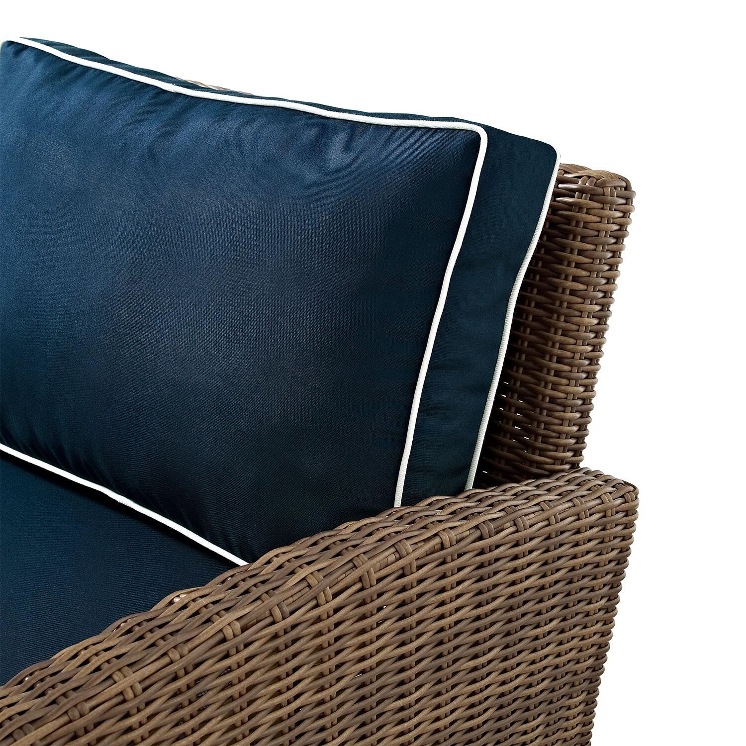 Ultimate Patio UP-92390-NV 4Pc Wicker Outdoor Sectional Set W/ Fire Table in Navy - Corner - Detail thumbnail