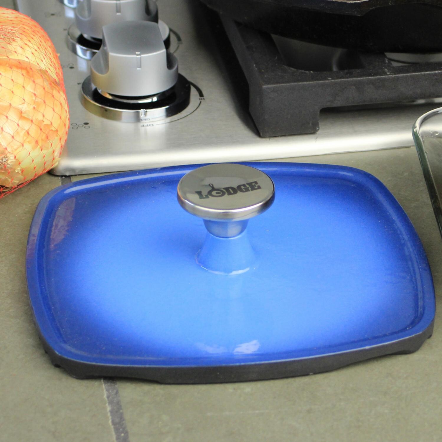 Lodge Colored Enamel Cast Iron Panini Press, Caribbean Gradated Blue ECPP33