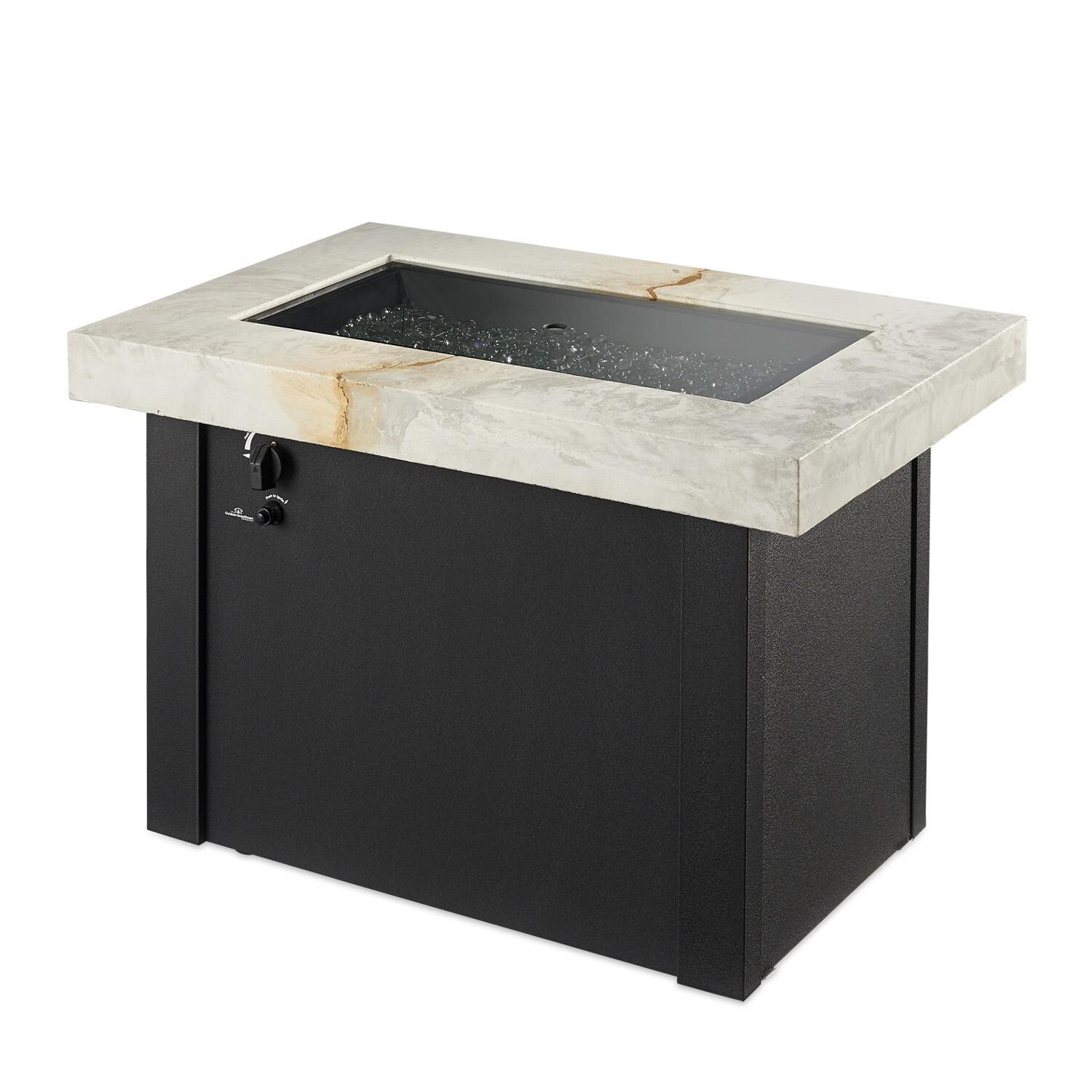 The Outdoor GreatRoom Company Providence Rectangular Gas Fire Pit Table - Includes grey glass burner cover thumbnail
