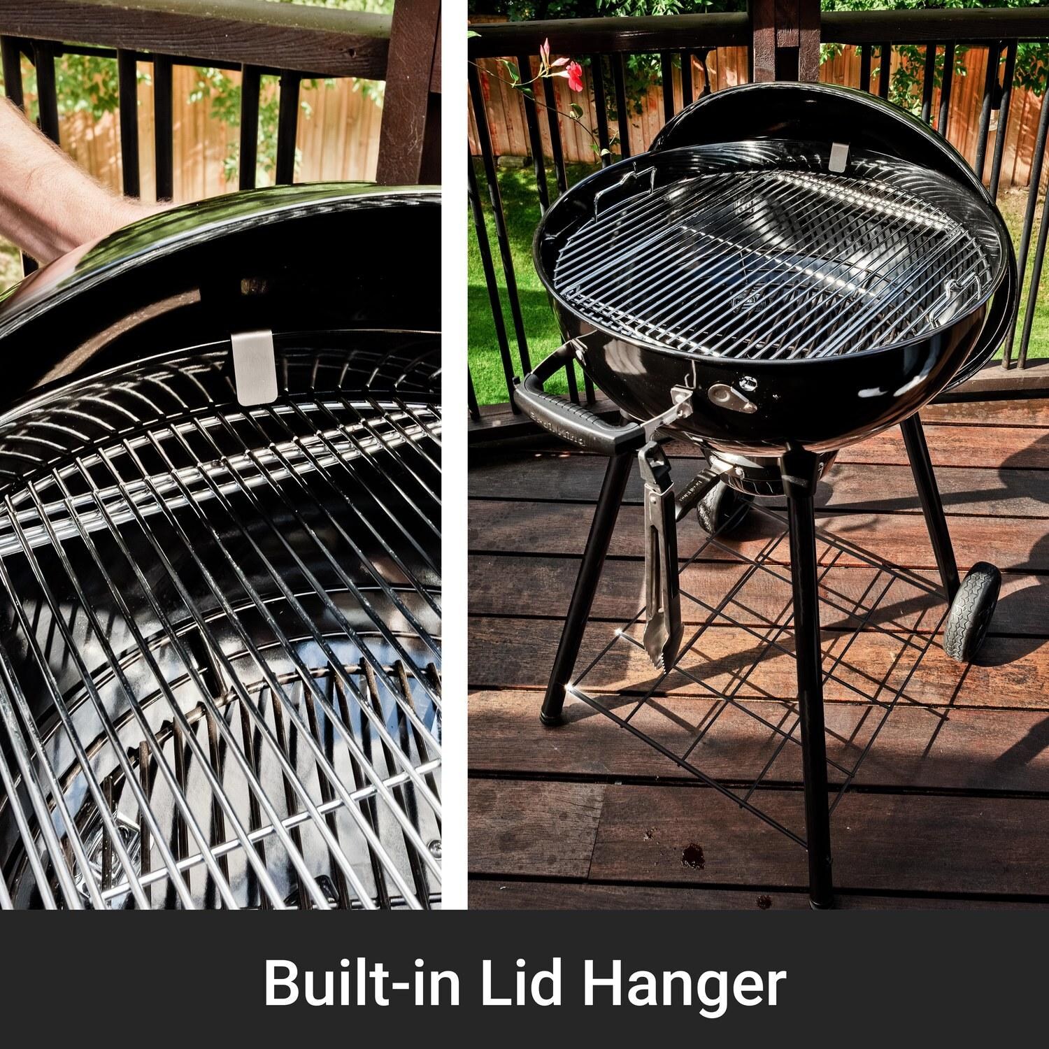 Broil King 401110B Kettle 22 1/2-in Crown Charcoal Grill - Black - Built-in Lid Hanger - Detail thumbnail
