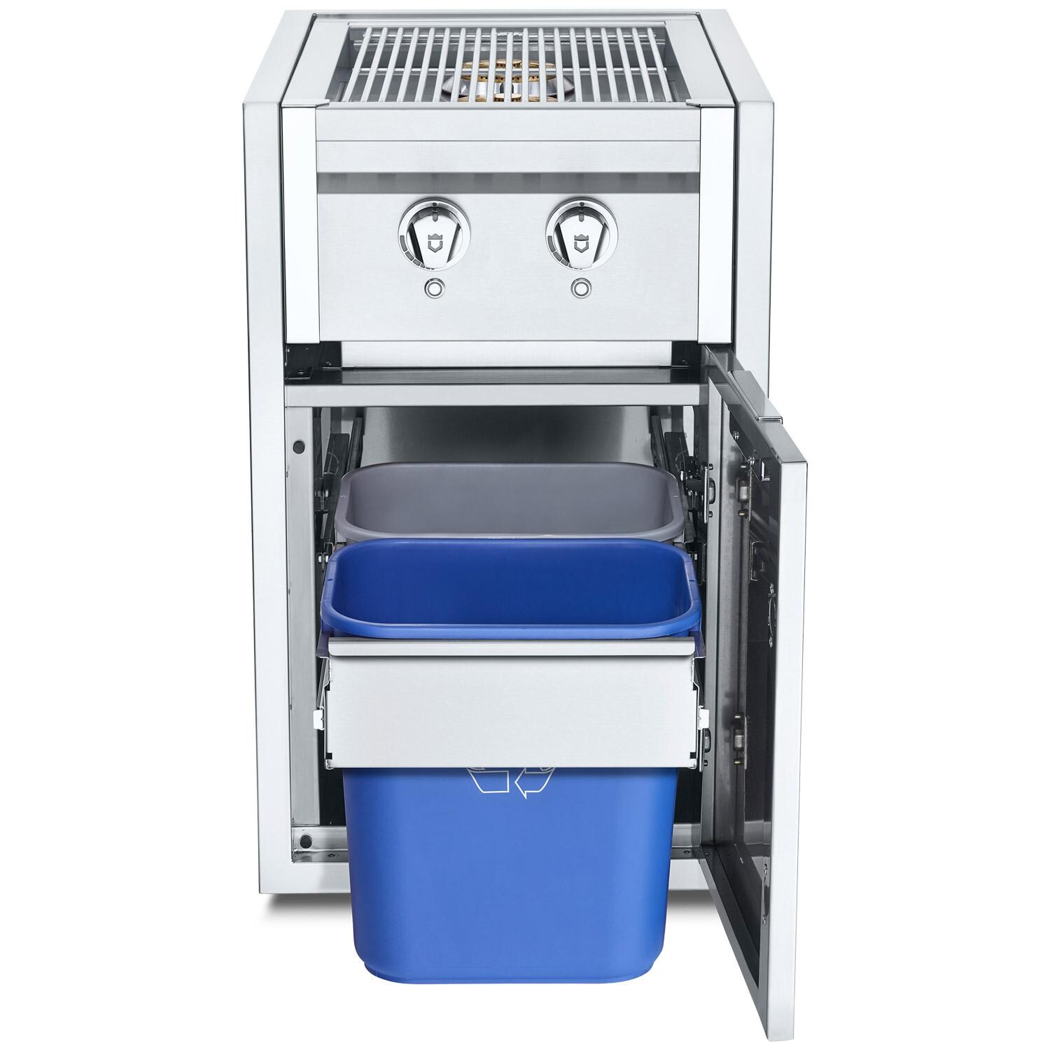 Crown Verity Infinite Series 21-Inch Enclosed Cabinet Storage W/ Natural Gas Double Side Burner, Double Trash Bin Storage And LED Lighting - IBISC-SBNG-GH-LT