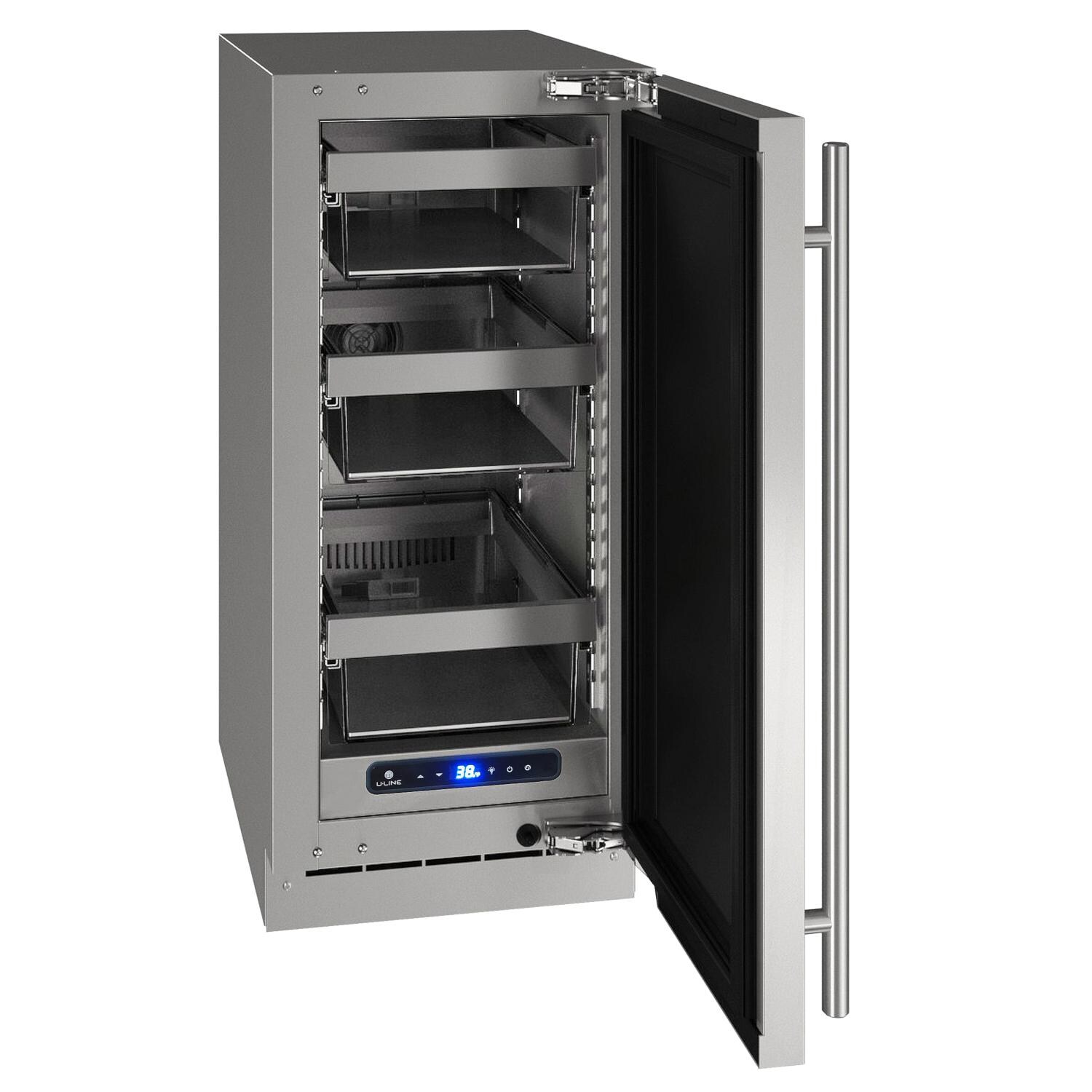 U-Line UHRE515-SS01A 5 Class 15-Inch 2.9 Cu Ft. Compact Refrigerator - Stainless Steel - Open View thumbnail