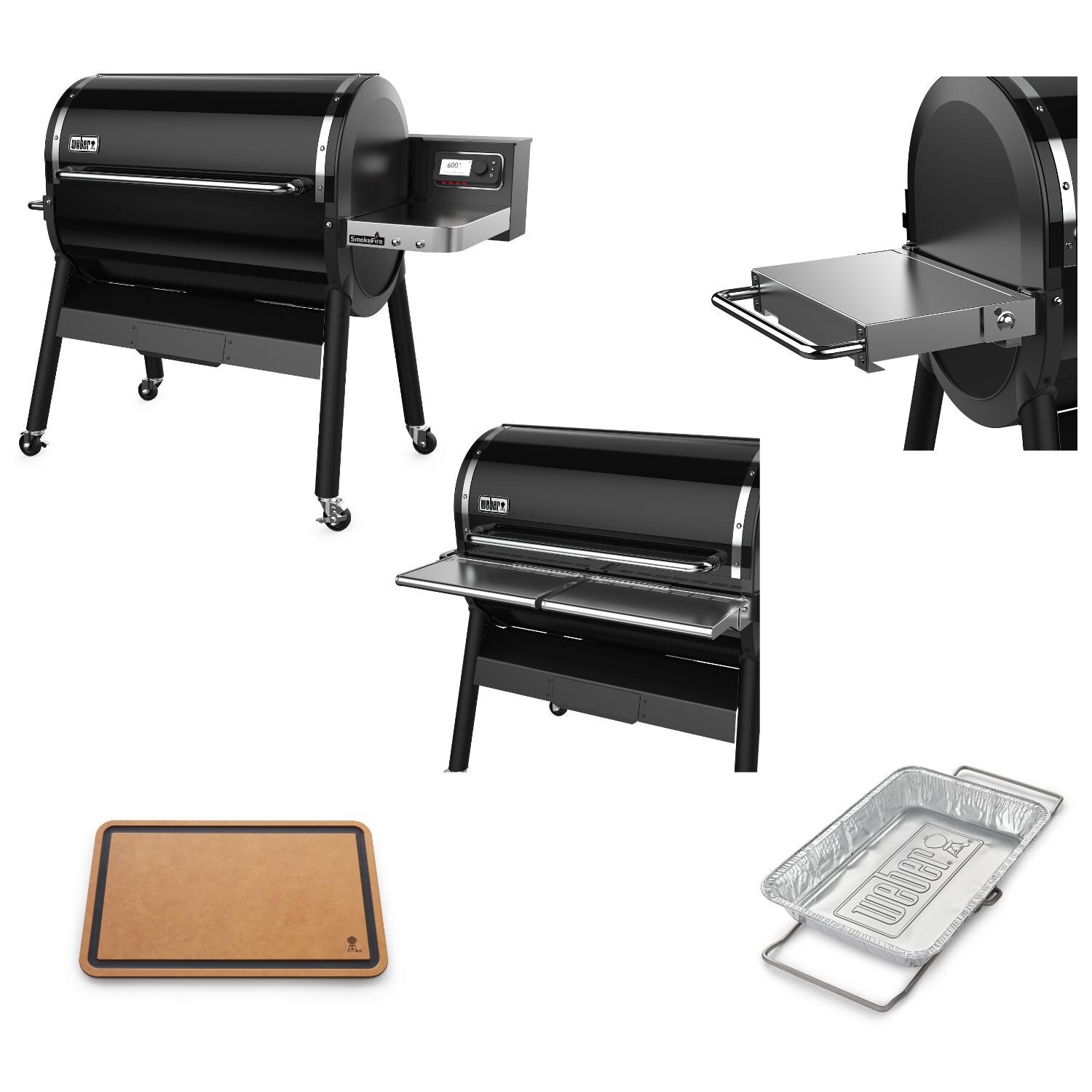 Weber SmokeFire EX6 Wi-Fi Enabled 36-Inch Wood Fired Pellet Grill Kit W/ Front Table, Side Table, Cutting Board & Wet Smoke Kit thumbnail