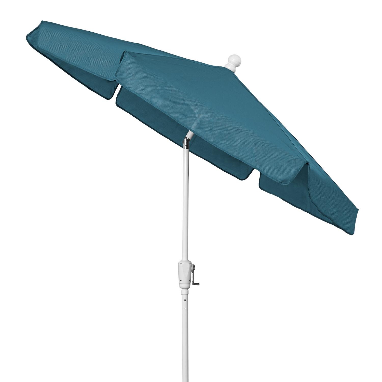 FiberBuilt 7.5 Ft Aluminum Teal Market Patio Umbrella W/ Crank Lift & Tilt - Side View thumbnail