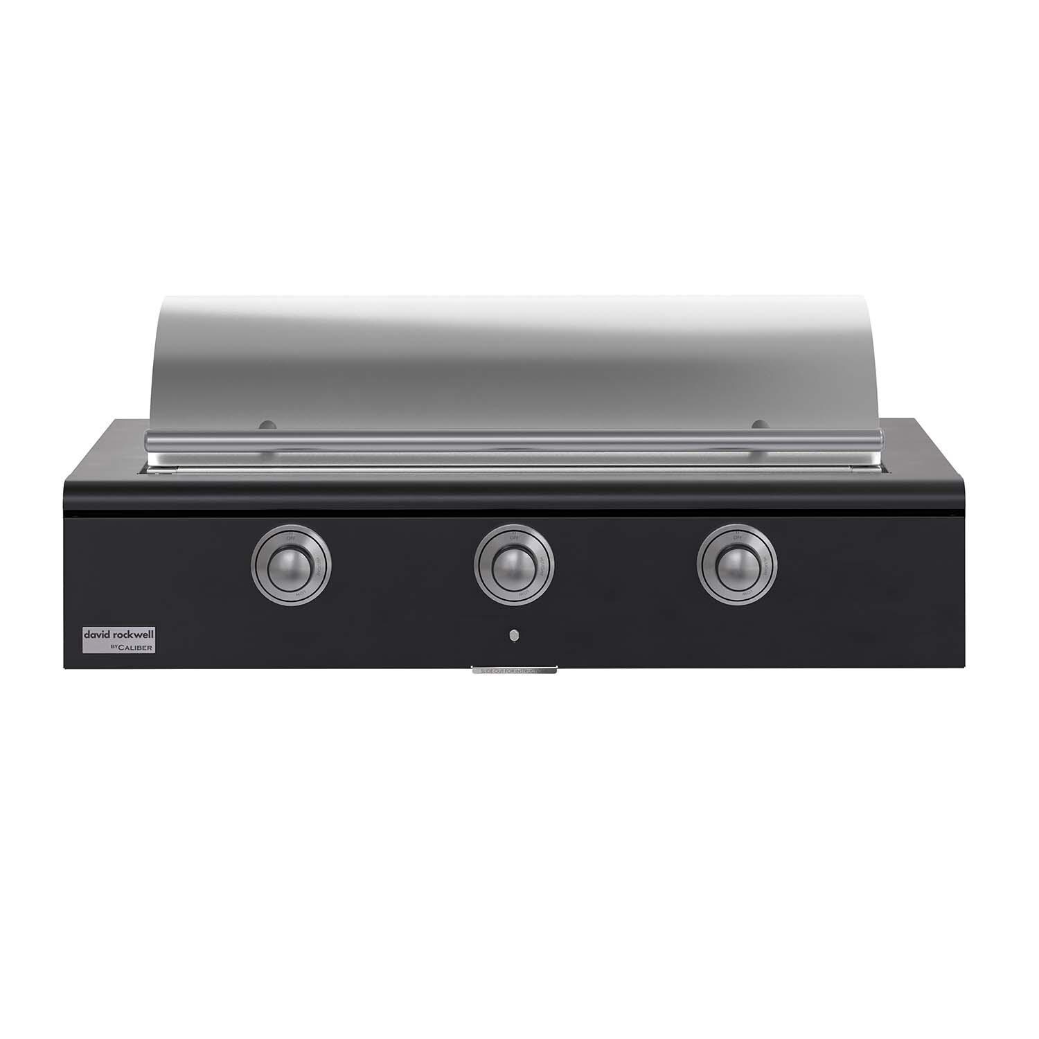 Caliber CRG-48BN00-A-027-H04 48-in Natural Gas Built-In Rockwell Grill - Matte Black w/ Stainless Steel Hardware - Closed Lid - White Background thumbnail