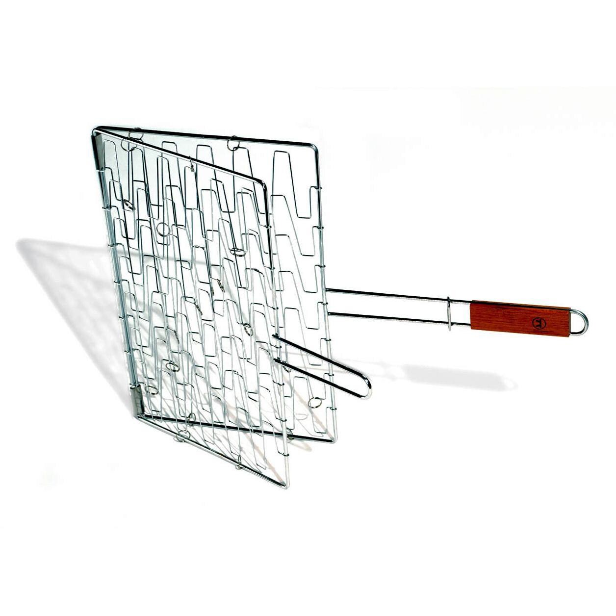 Outset 23 X 16-Inch Expandable Flex Grill Basket With Rosewood Handle - Open View thumbnail