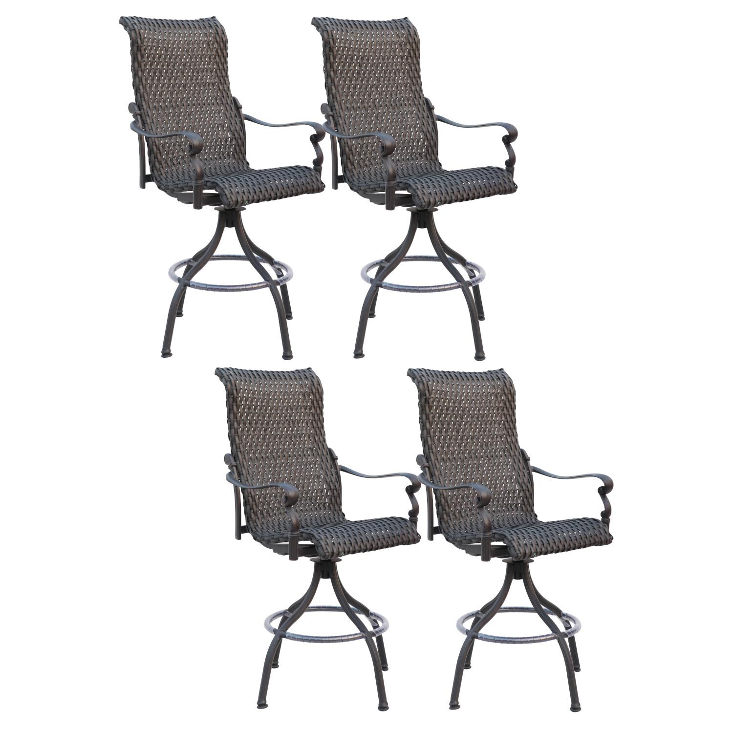Darlee 501210-7-4 Victoria 4 Piece Resin Wicker Patio Swivel Bar Darlee Stool Set thumbnail