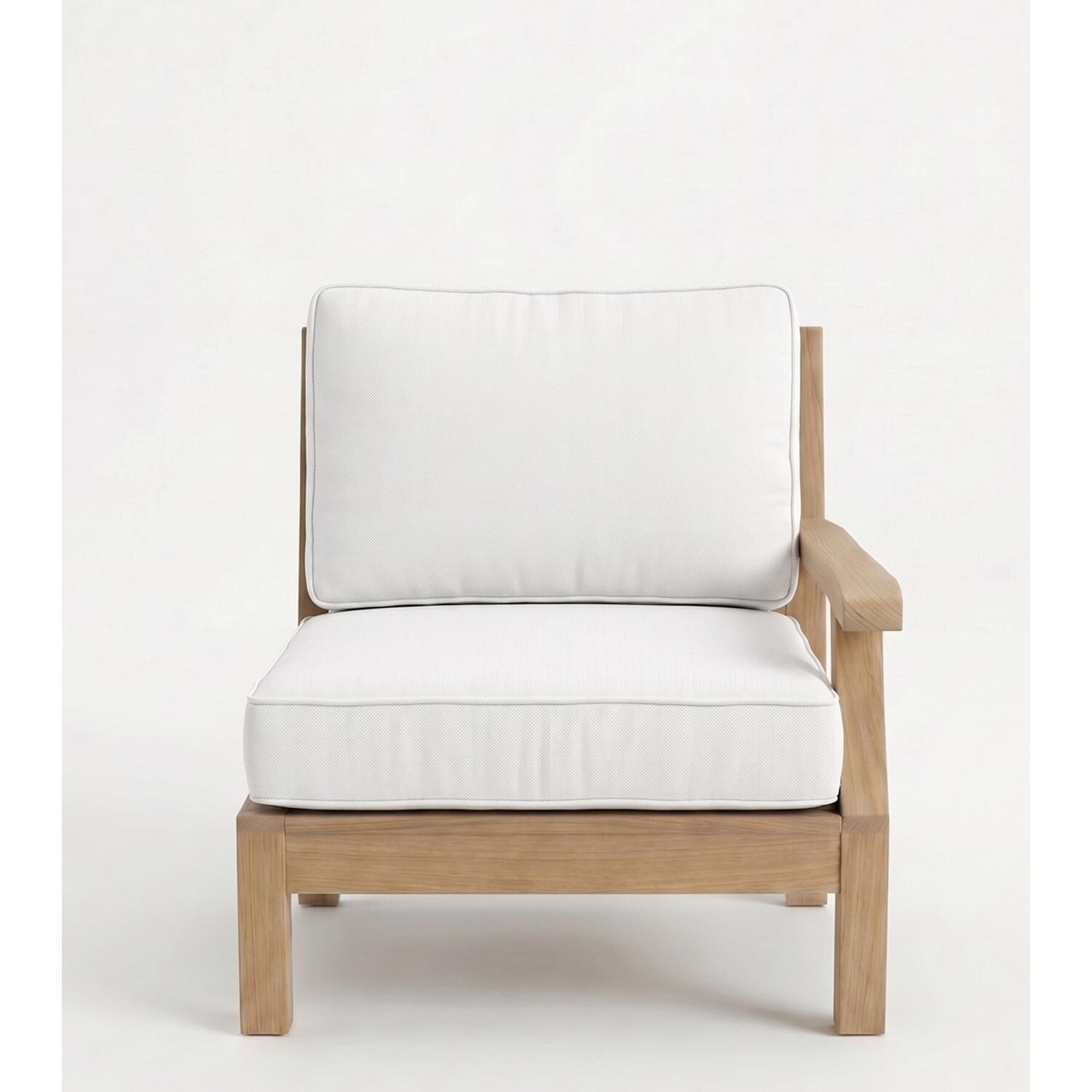 Royal Teak Collection MIA1RW Miami Teak Right Arm Chair w/ Sunbrella Cushions in Canvas Natural - Right Arm Chair - White Background thumbnail