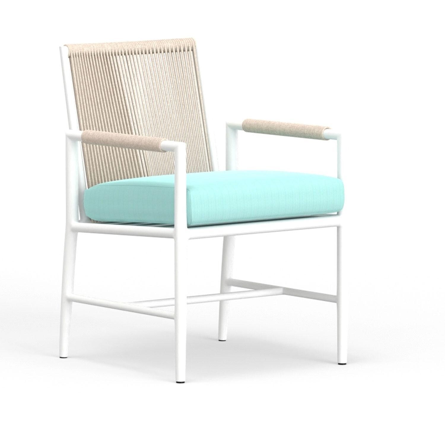 Sabbia Aluminum Dining Chair in Dupione Celeste w/ No Welt by Sunset West - Display - White Background thumbnail