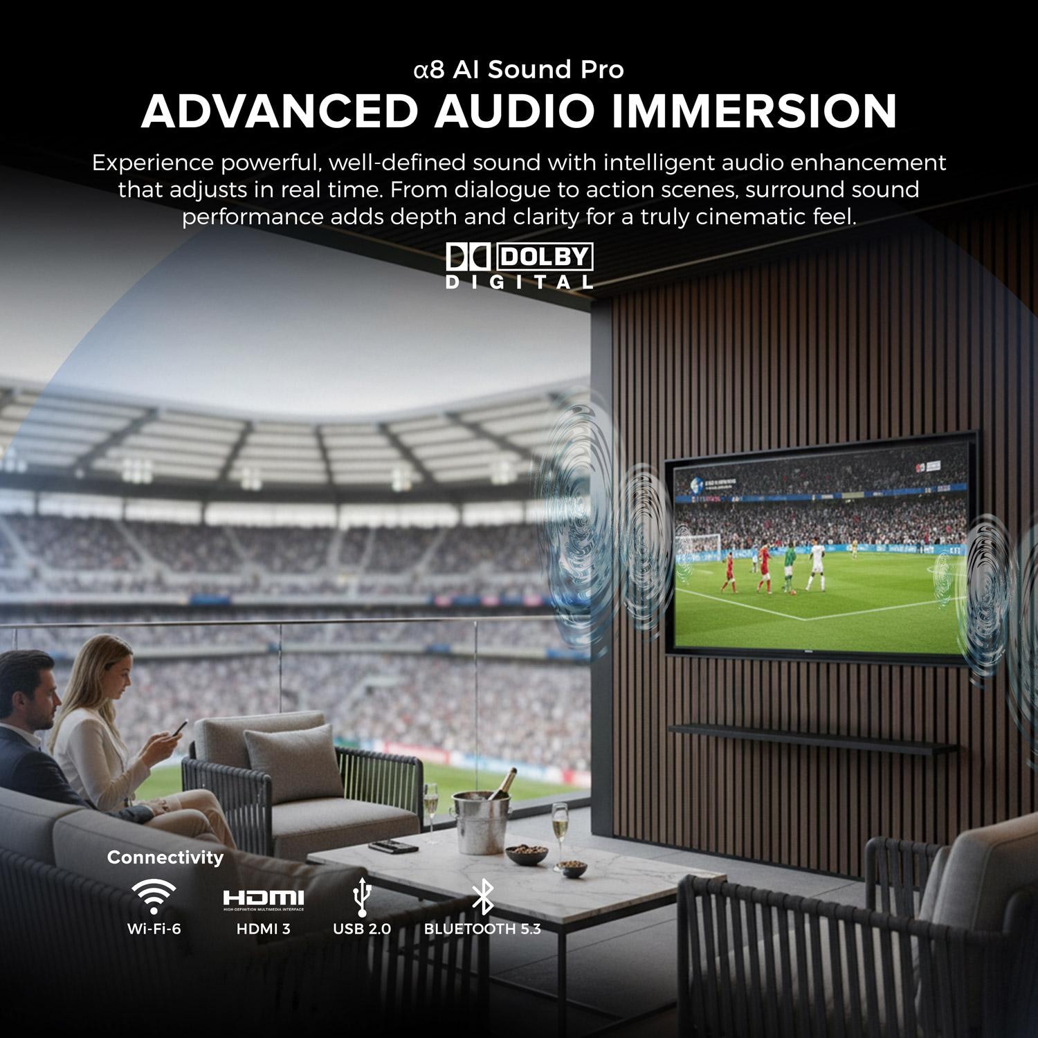 Titan L300-QNED-065 L300 Series 65-in Full Sun 4K QNED Smart Outdoor TV - Advanced Audio Imersion - Lifestyle thumbnail