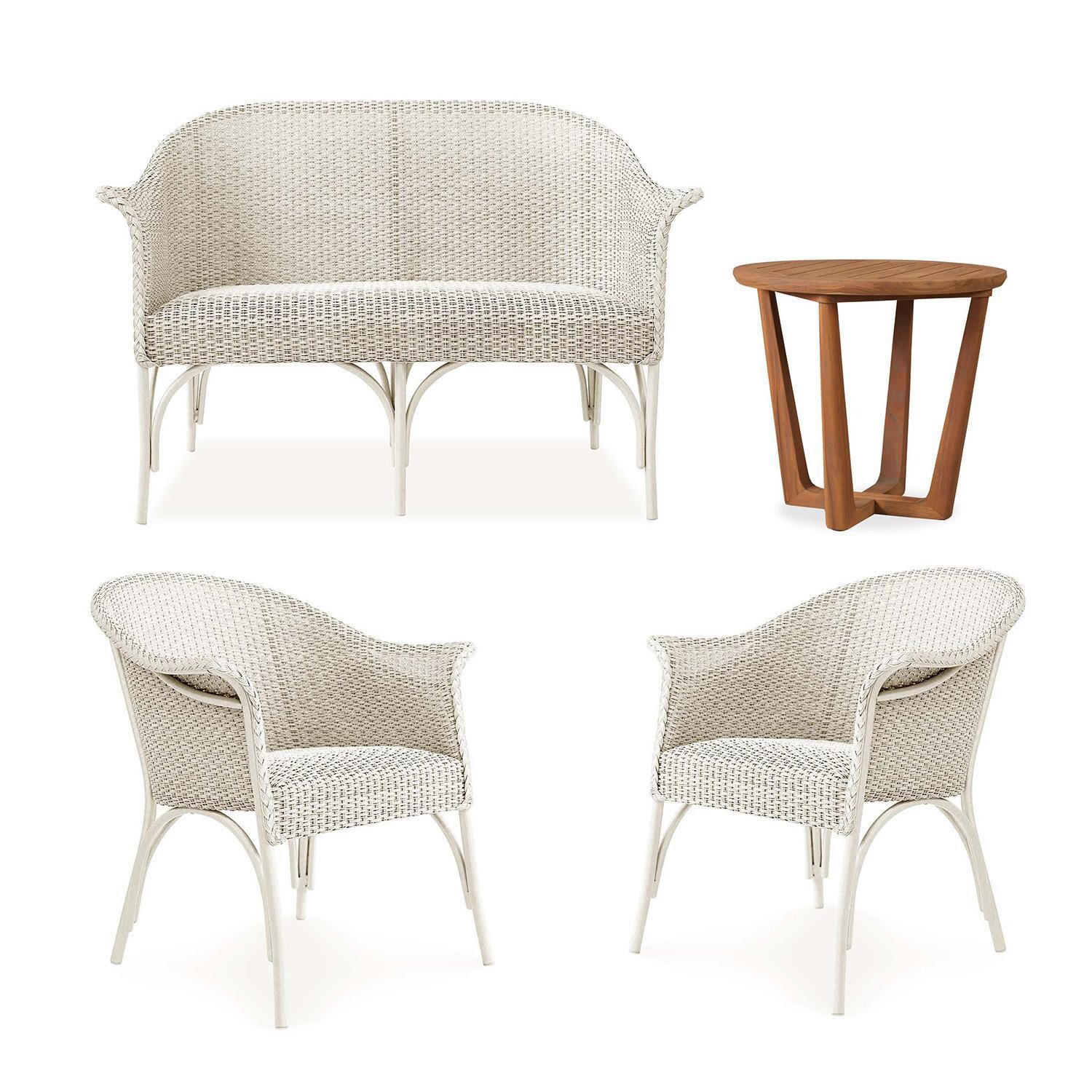 Lakeview Timeless View 4 Pc Wicker Seating Set W/Loveseat & Club Chairs in Ivory thumbnail