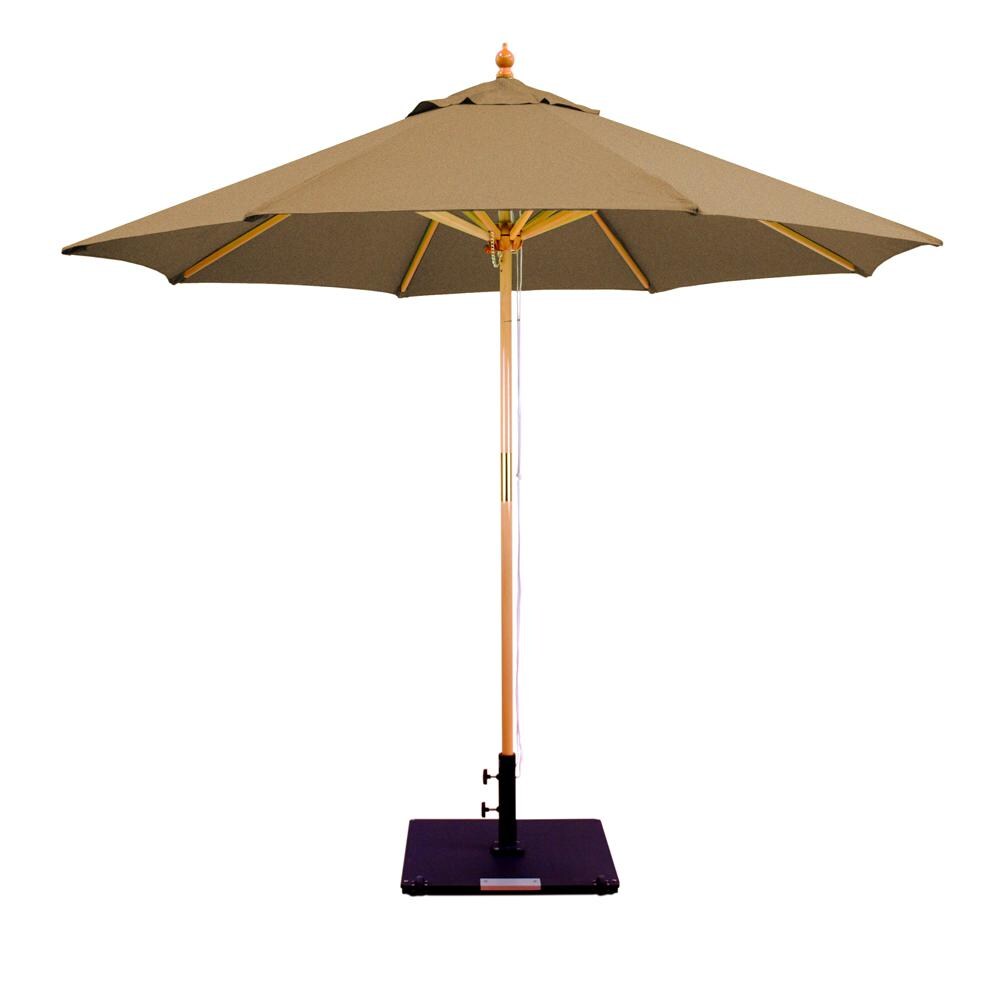 Galtech 9 Ft. Octagonal Wood Patio Umbrella W/ Pulley Lift - Light Wood Frame W/ Teak Sunbrella Fabric (Umbrella Base Not Included) thumbnail