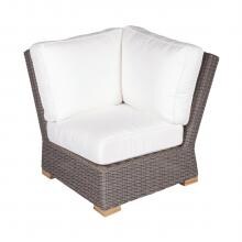 Sanibel Wicker Patio Sectional Corner Chair W/ Sunbrella Canvas Natural Cushions By Royal Teak Collection