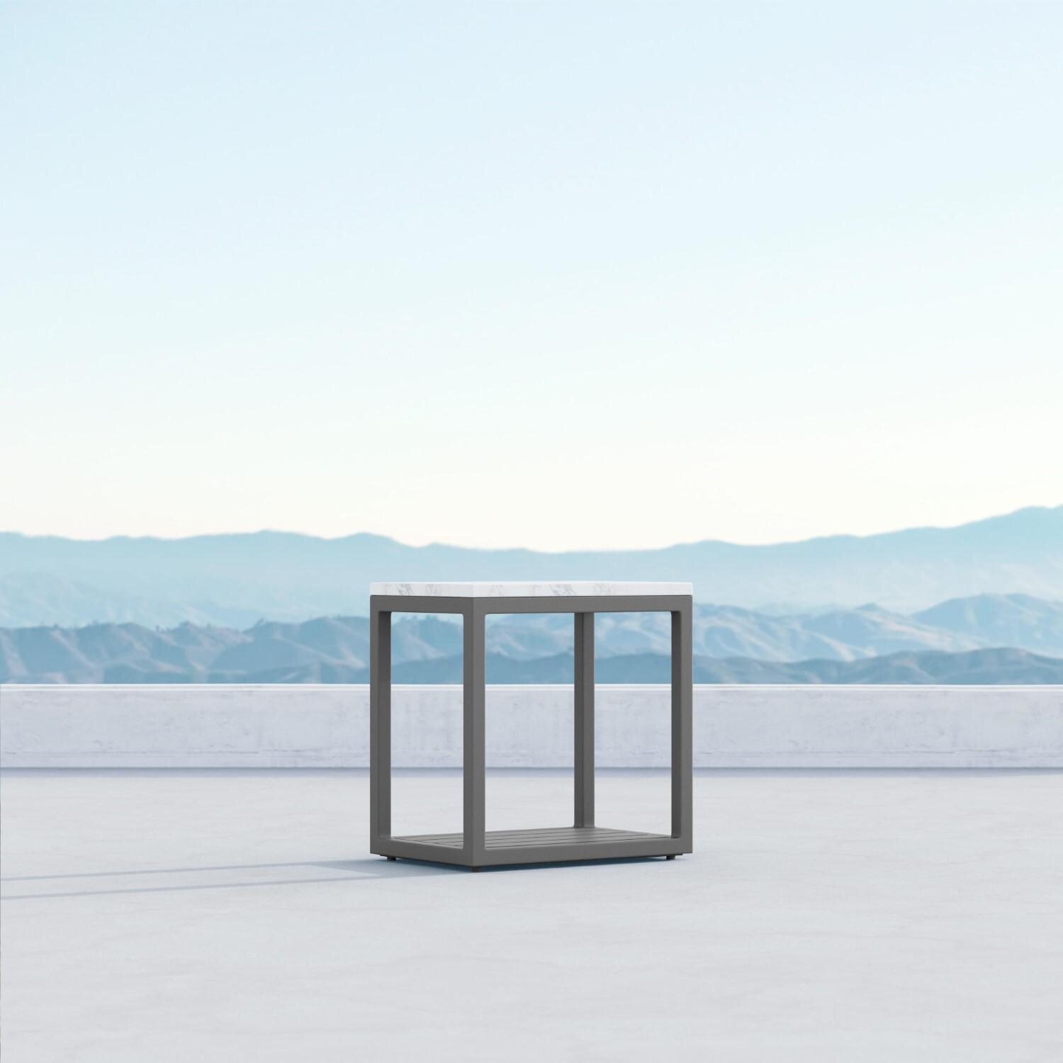 Azzurro Living SEV-A16ST Seaview Aluminum End Table in Charcoal - Hero - Lifestyle thumbnail