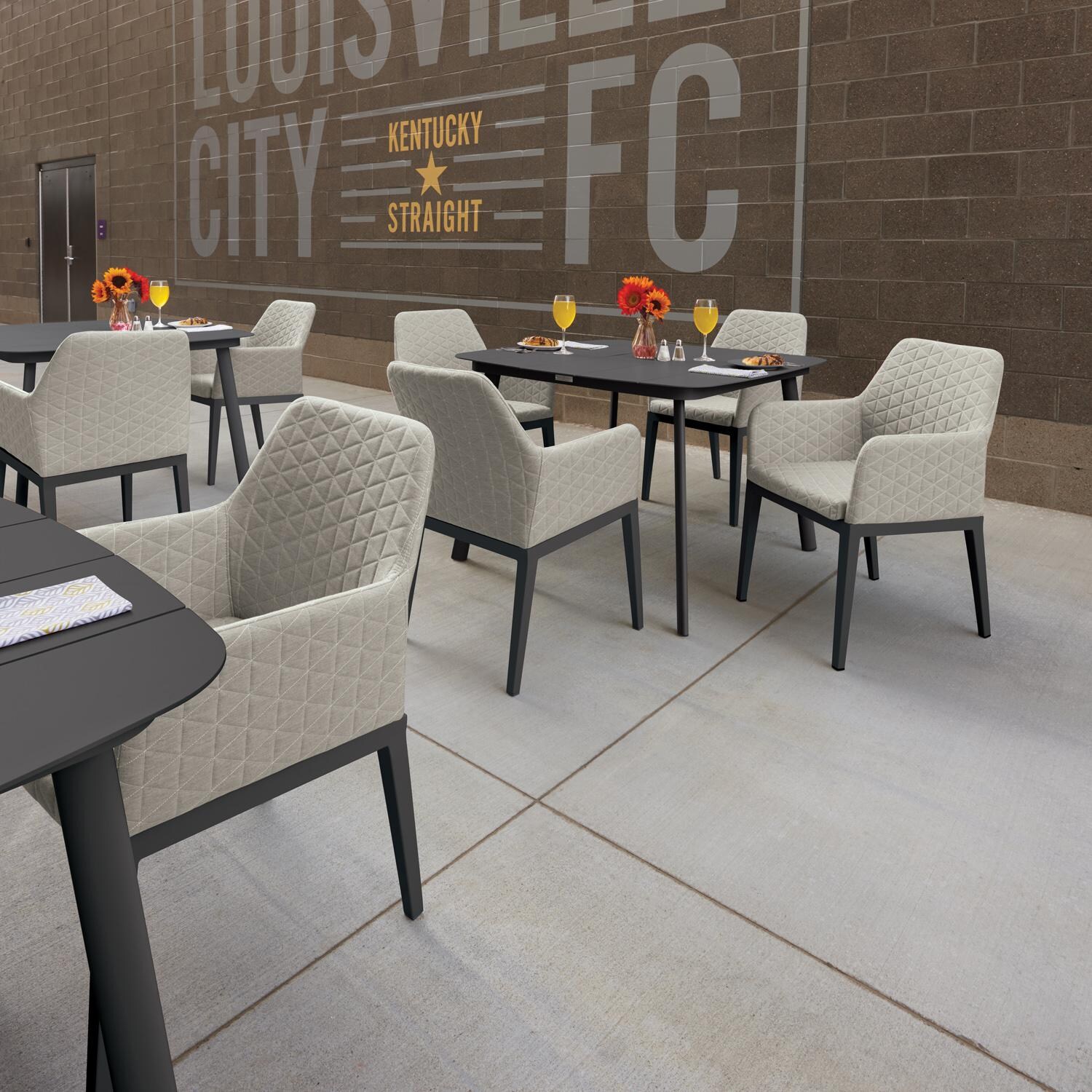 Oxford Garden Oland Aluminum Dining Chair in Carbon/Quilted Canvas Granite - Outdoor Dining thumbnail