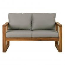 Hudson Acacia Patio Loveseat W/ Gray Cushions By Walker Edison image