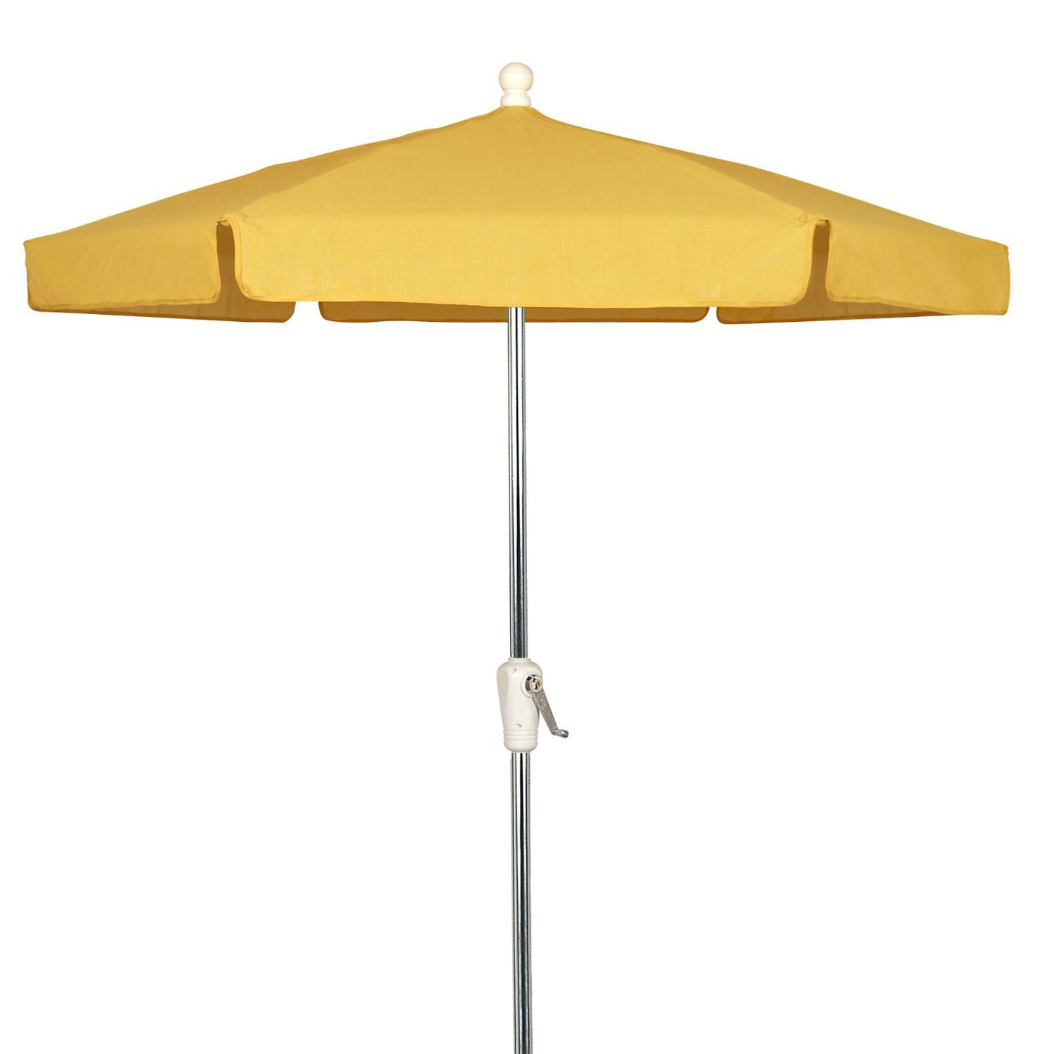 FiberBuilt 7.5 Ft. Aluminum Market Patio Umbrella W/ Crank Lift - Silver Pole / Yellow Vinyl image
