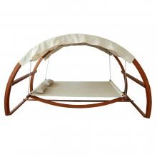 Leisure Season 10 1/2 Foot Wood Outdoor Swing Bed With Canopy