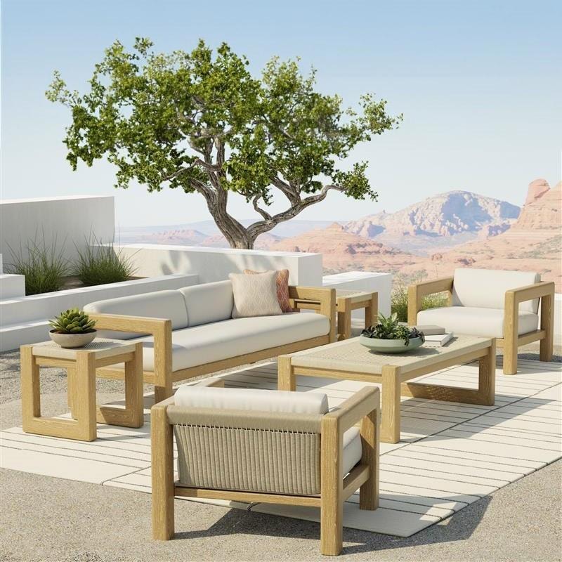 Sedona 3 Person Teak Sofa in Canvas Canvas by Sunset West - Lifestyle thumbnail