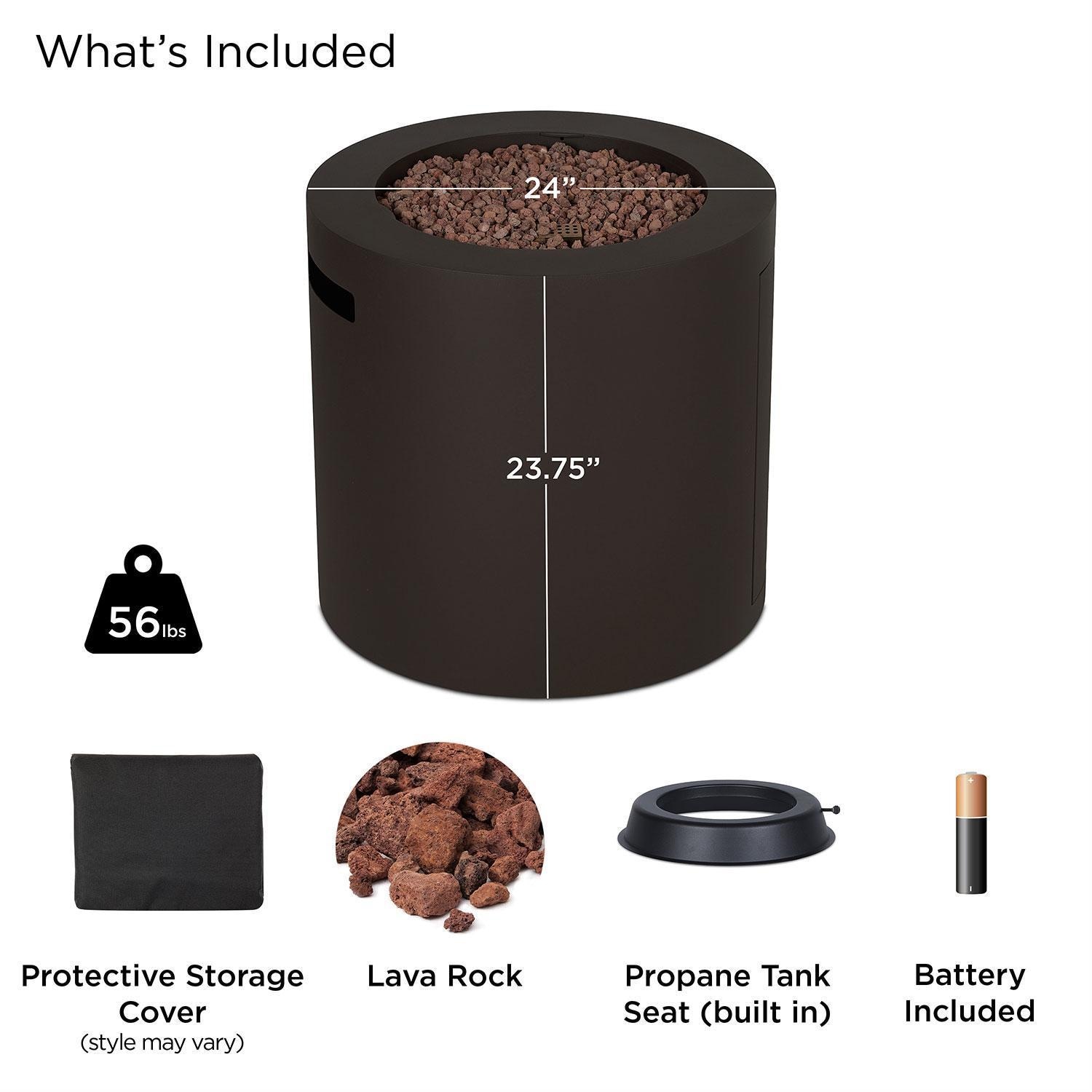 Elysian 24-in Round Steel Propane Fire Pit Table w/ Hidden Tank in Dark Bronze by Lakeview Outdoor Designs - Included - Detail thumbnail