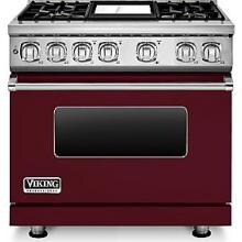 Viking Professional 7 Series 36-Inch 4 Burner Natural Gas Dual Fuel Range With Griddle - Burgundy - VDR7364GBU image