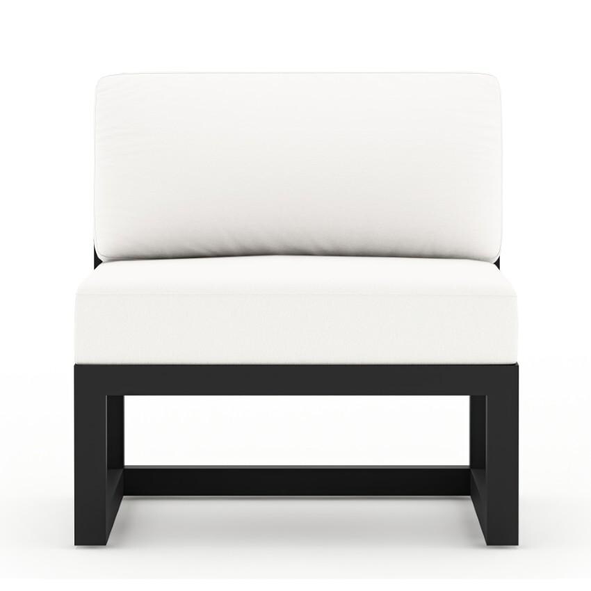 Lakeview Misty Cove 6 Pc Aluminum Sectional Set in Black w/Club Chair & Canvas Natural Cushions by Lakeview Outdoor Designs - Middle Section - White Background thumbnail