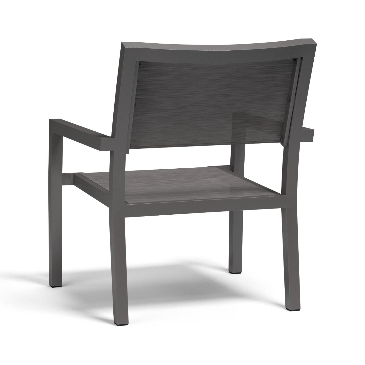 Sunset West - 1201-21 - Vegas Aluminum Stackable Patio Sling Club Chair W/ Textilene Graphite Sling - Rear View thumbnail