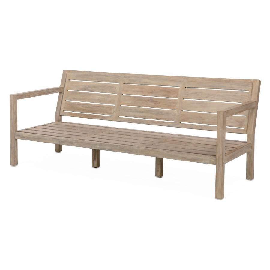 Teak + Table Monday Brushed Teak Patio Sofa in Granite - Frame - White Background thumbnail