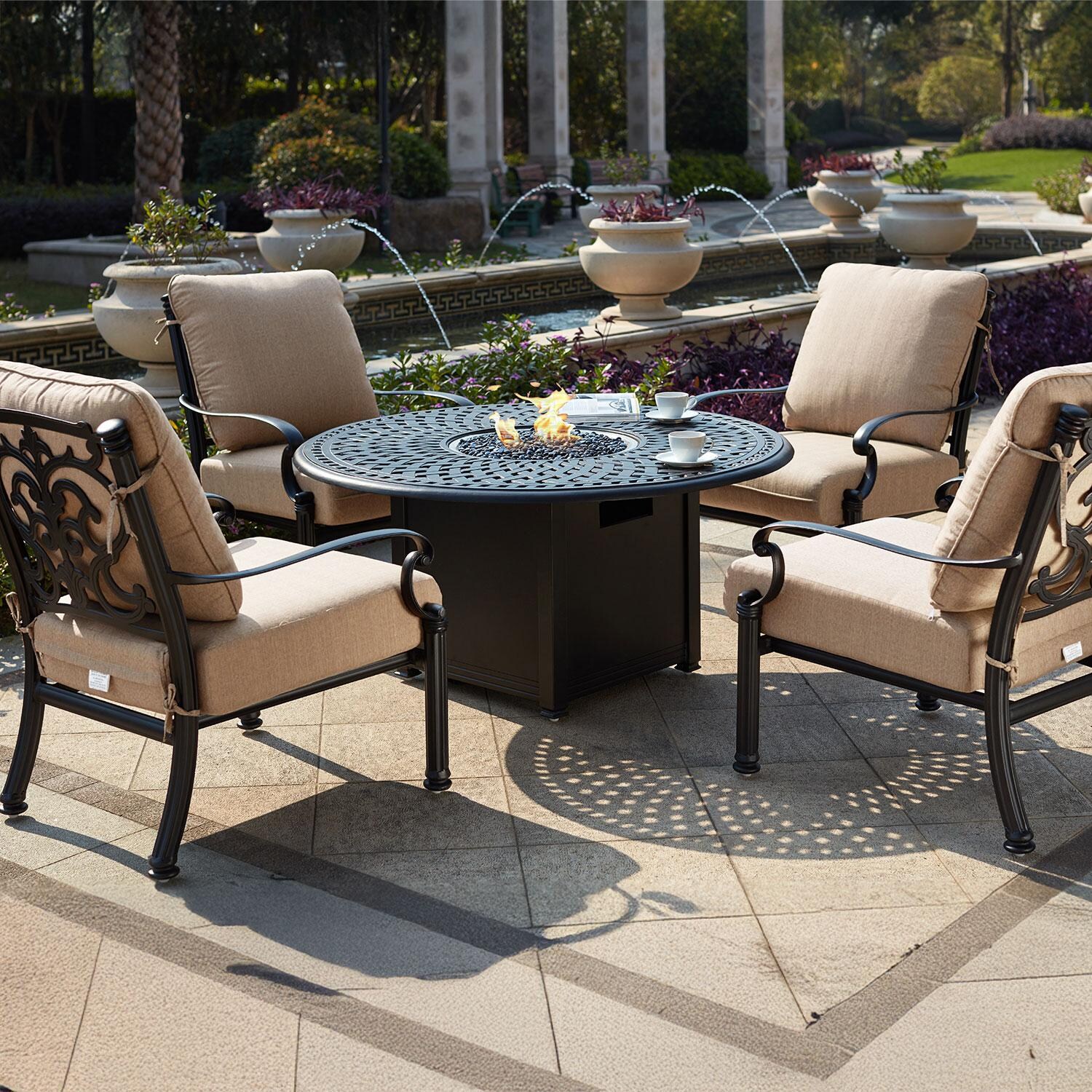 Darlee B/201018-1-4 Santa Barbara 4 Piece Cast Aluminum Patio Club Chair Set - - Lifestyle thumbnail
